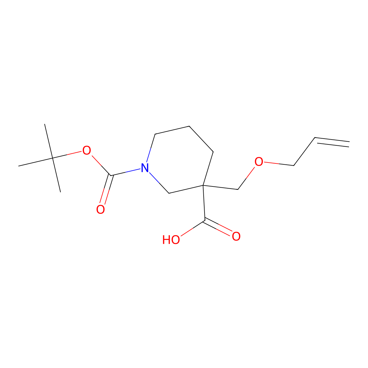 1-[(Tert-butoxy)carbonyl]-3-[(prop-2-en-1-yloxy)methyl]piperidine-3-carboxylic acid molecular structure, CAS 2219375-98-9