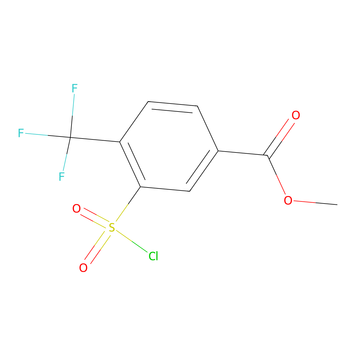Methyl 3-(chlorosulfonyl)-4-(trifluoromethyl)benzoate molecular structure, CAS 2219376-07-3