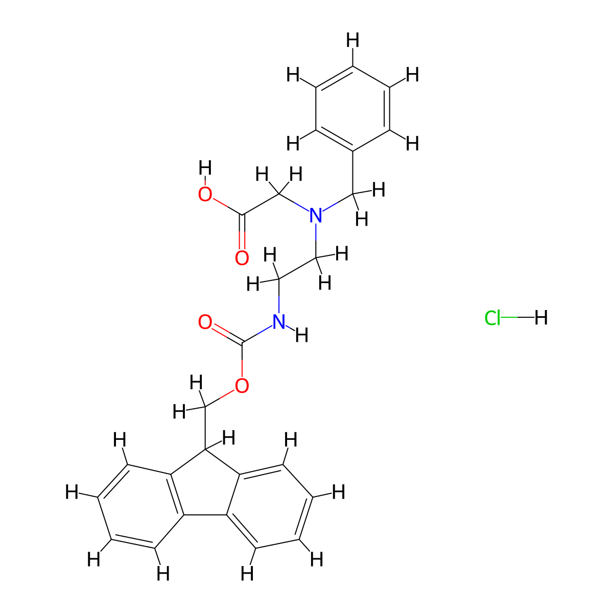 2-{benzyl[2-({[(9H-fluoren-9-yl)methoxy]carbonyl}amino)ethyl]amino}acetic acid hydrochloride molecular structure, CAS 2219376-33-5