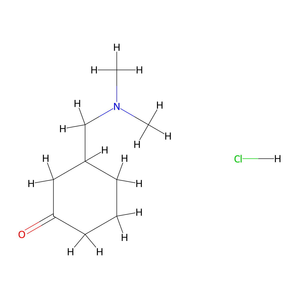 3-[(Dimethylamino)methyl]cyclohexan-1-one hydrochloride molecular structure, CAS 2219376-41-5