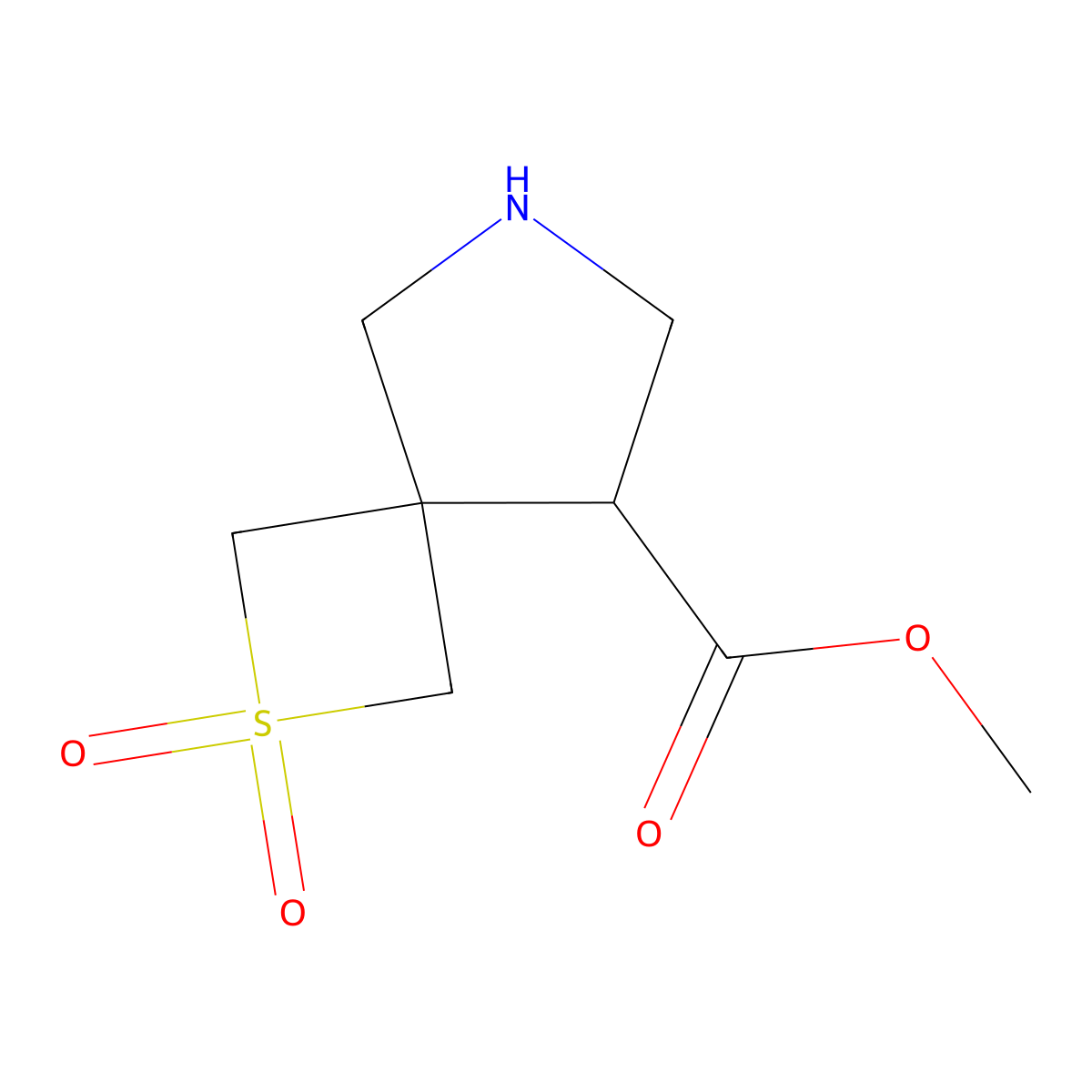 Methyl 2,2-dioxo-2lambda6-thia-6-azaspiro[3.4]octane-8-carboxylate molecular structure, CAS 2219376-42-6
