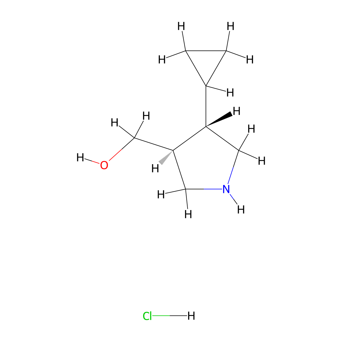 rac-((3R,4R)-4-cyclopropylpyrrolidin-3-yl)methanol hydrochloride molecular structure, CAS 2219376-47-1