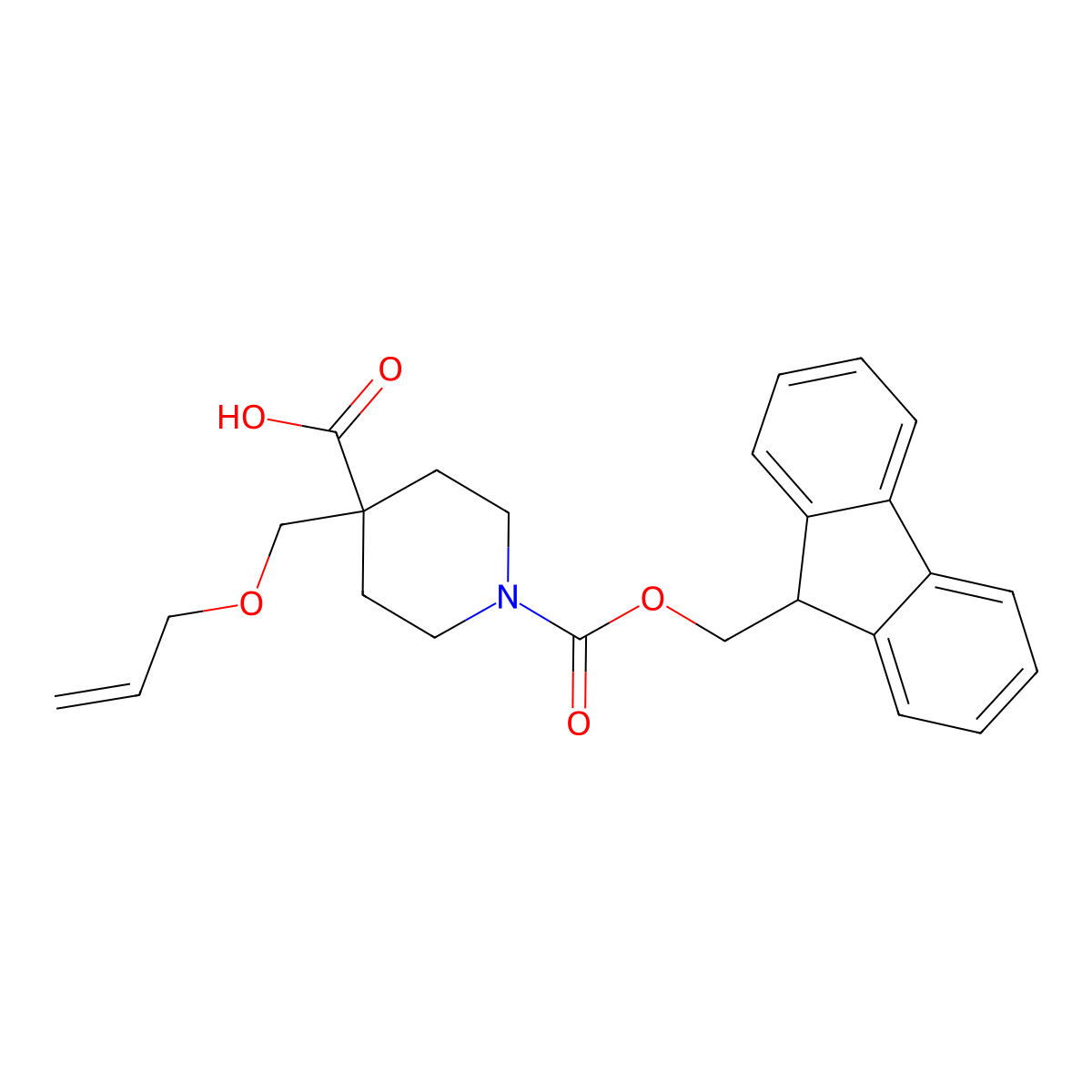 1-{[(9H-fluoren-9-yl)methoxy]carbonyl}-4-[(prop-2-en-1-yloxy)methyl]piperidine-4-carboxylic acid molecular structure, CAS 2219376-53-9
