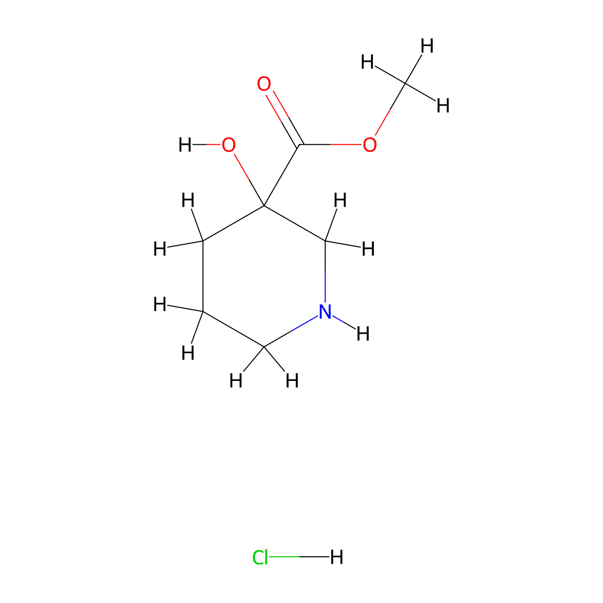 Methyl 3-hydroxypiperidine-3-carboxylate hydrochloride molecular structure, CAS 2219376-55-1