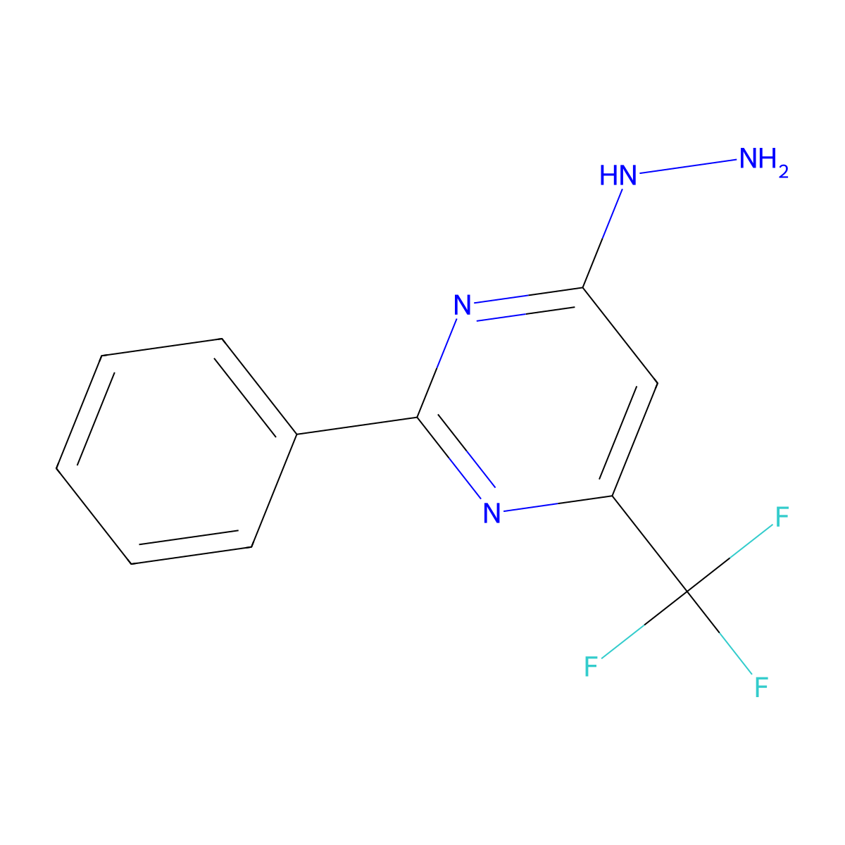 4-Hydrazinyl-2-phenyl-6-(trifluoromethyl)pyrimidine molecular structure, CAS 2219376-56-2