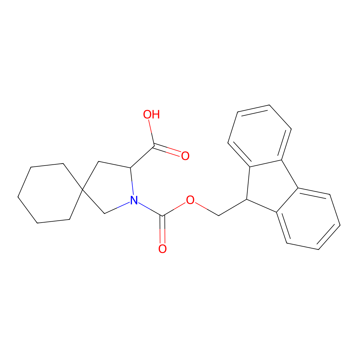 2-[(9H-fluoren-9-ylmethoxy)carbonyl]-2-azaspiro[4.5]decane-3-carboxylic acid molecular structure, CAS 2219376-59-5
