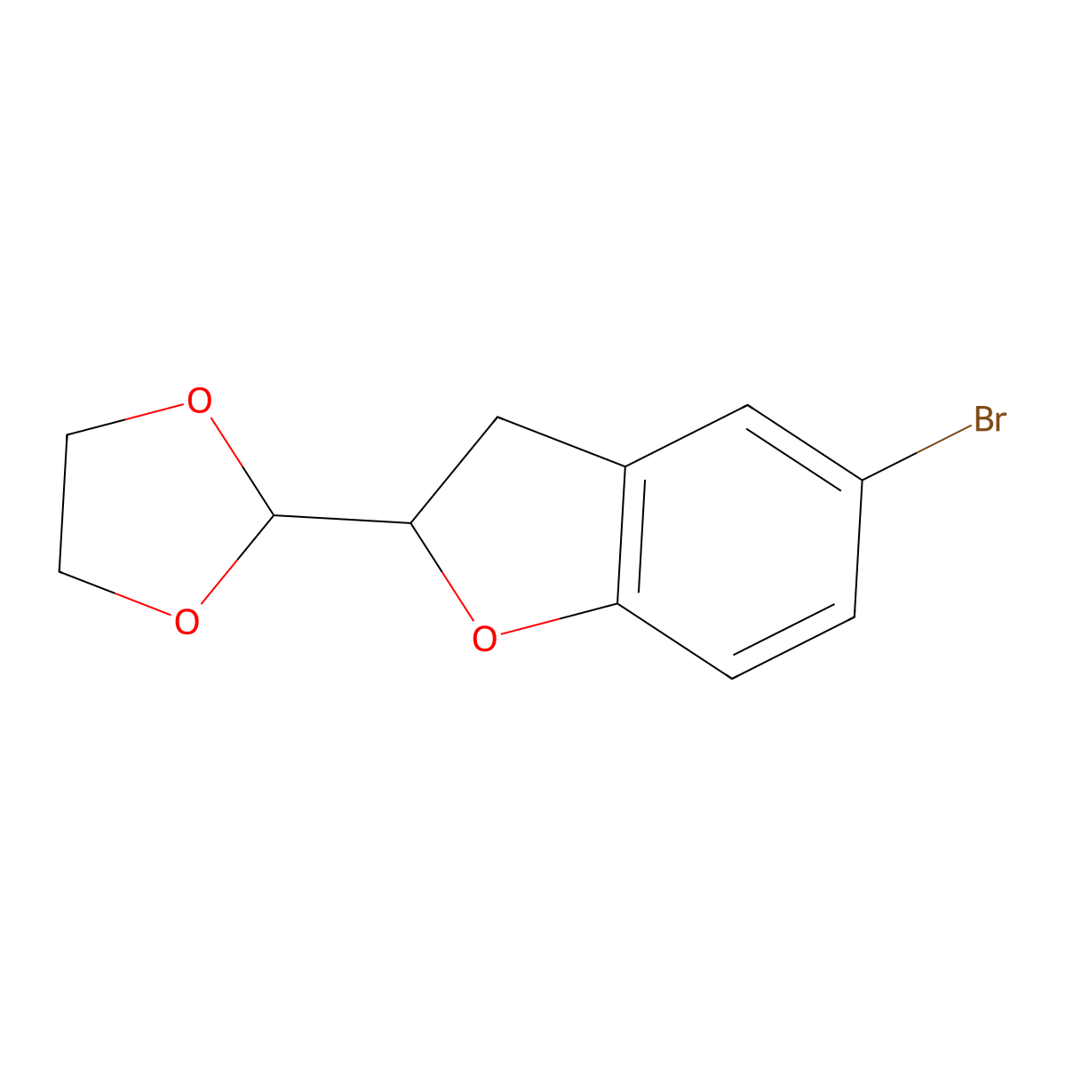 5-Bromo-2-(1,3-dioxolan-2-yl)-2,3-dihydro-1-benzofuran molecular structure, CAS 2219376-68-6