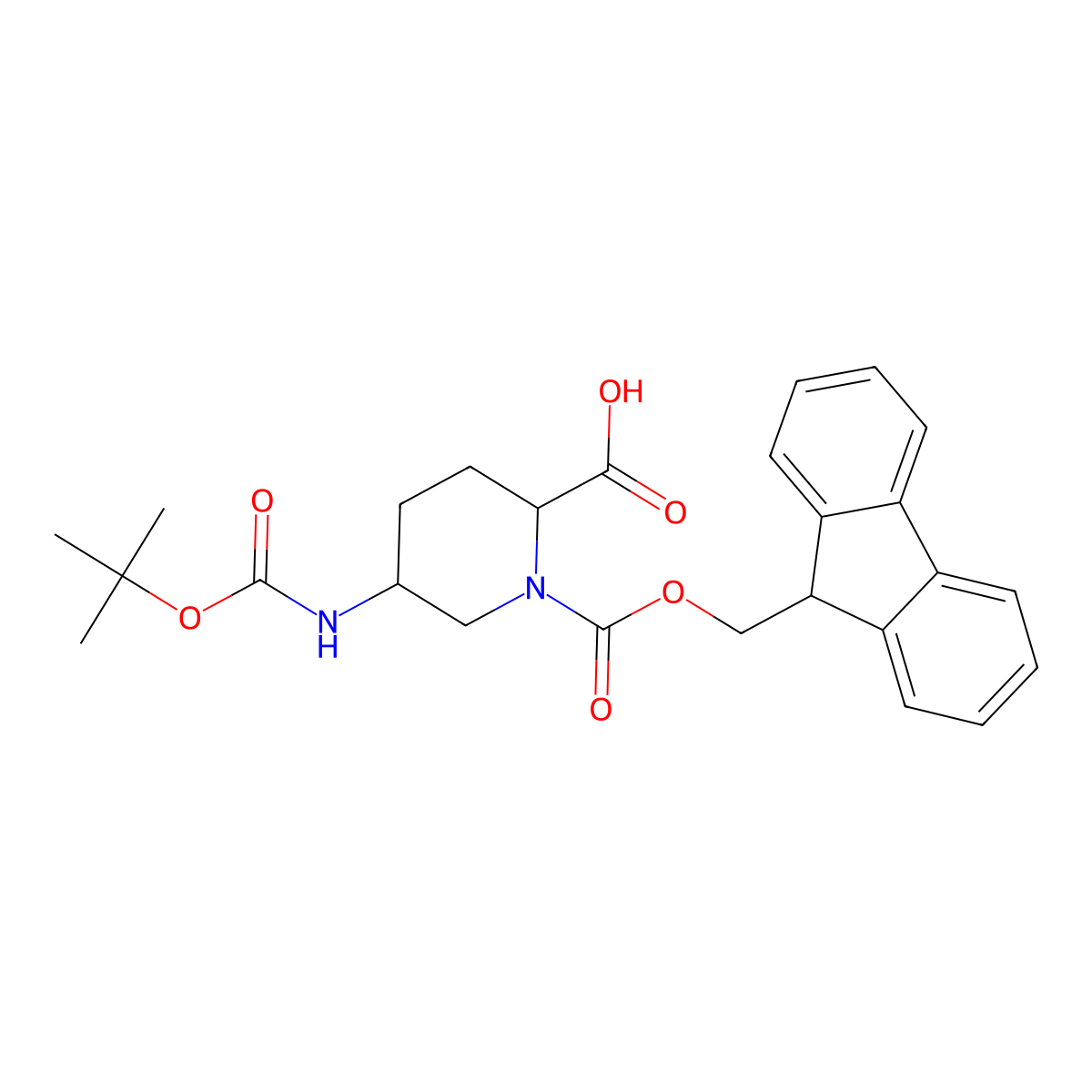 5-{[(tert-butoxy)carbonyl]amino}-1-{[(9H-fluoren-9-yl)methoxy]carbonyl}piperidine-2-carboxylic acid molecular structure, CAS 2219376-73-3