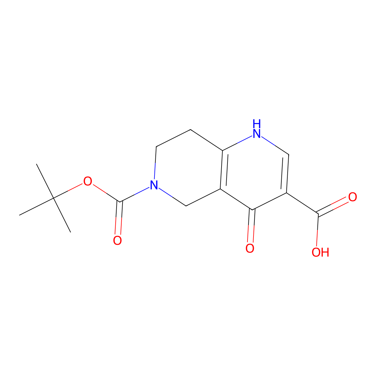 6-[(Tert-butoxy)carbonyl]-4-hydroxy-5,6,7,8-tetrahydro-1,6-naphthyridine-3-carboxylic acid molecular structure, CAS 2219376-82-4