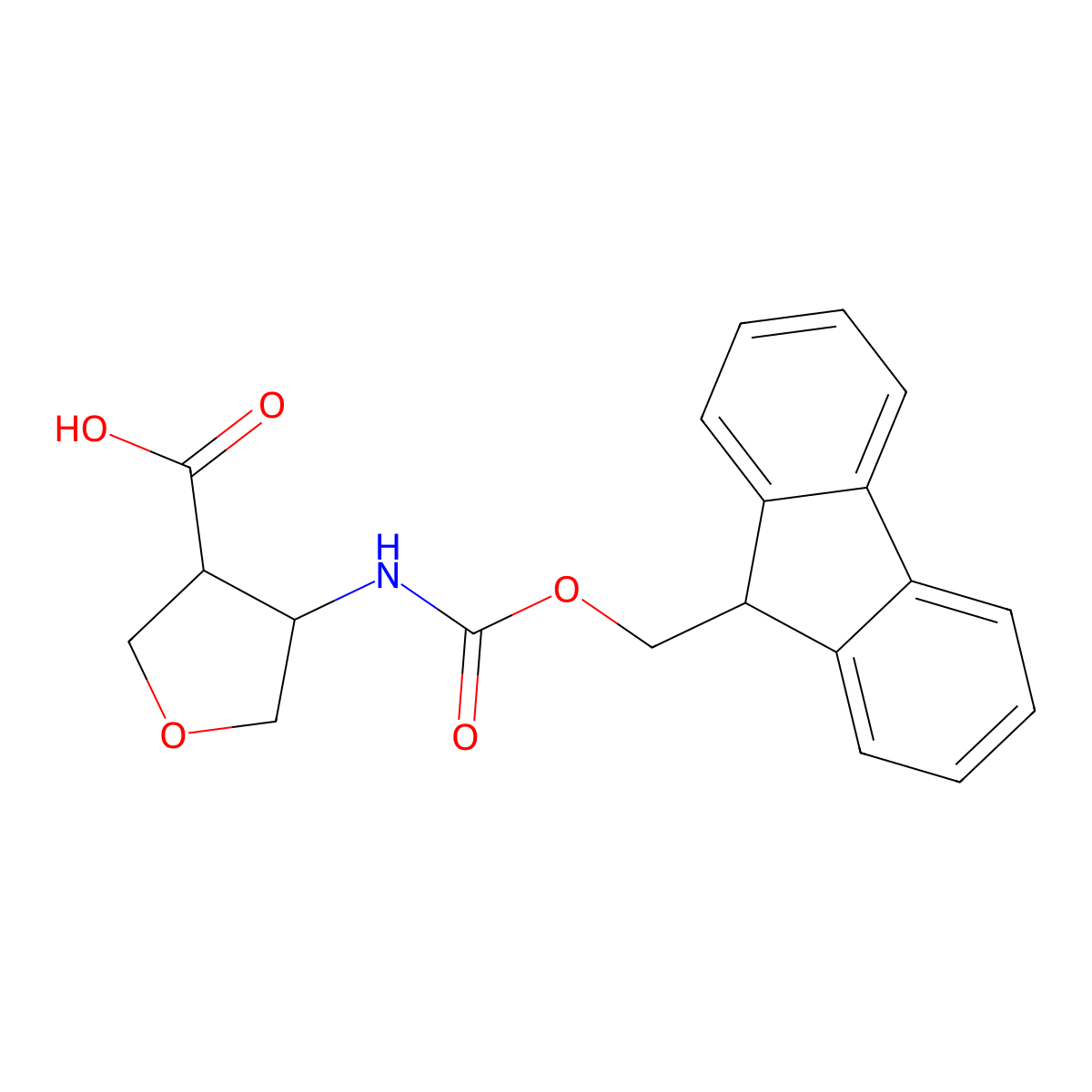 rac-(3R,4S)-4-({[(9H-fluoren-9-yl)methoxy]carbonyl}amino)oxolane-3-carboxylic acid molecular structure, CAS 2219378-56-8