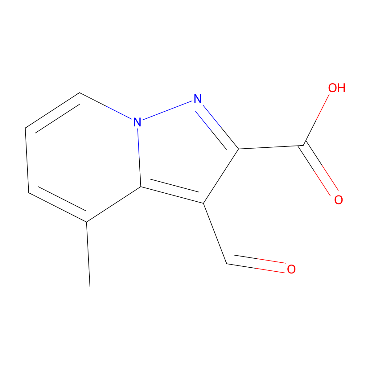 3-Formyl-4-methylpyrazolo[1,5-a]pyridine-2-carboxylic acid molecular structure, CAS 2219378-64-8