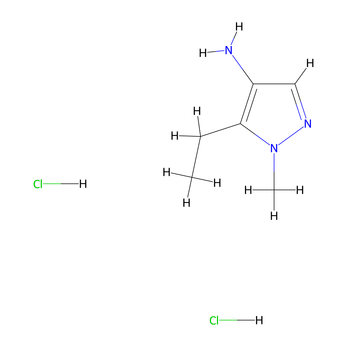 5-ethyl-1-methyl-1H-pyrazol-4-amine dihydrochloride molecular structure, CAS 2219378-65-9