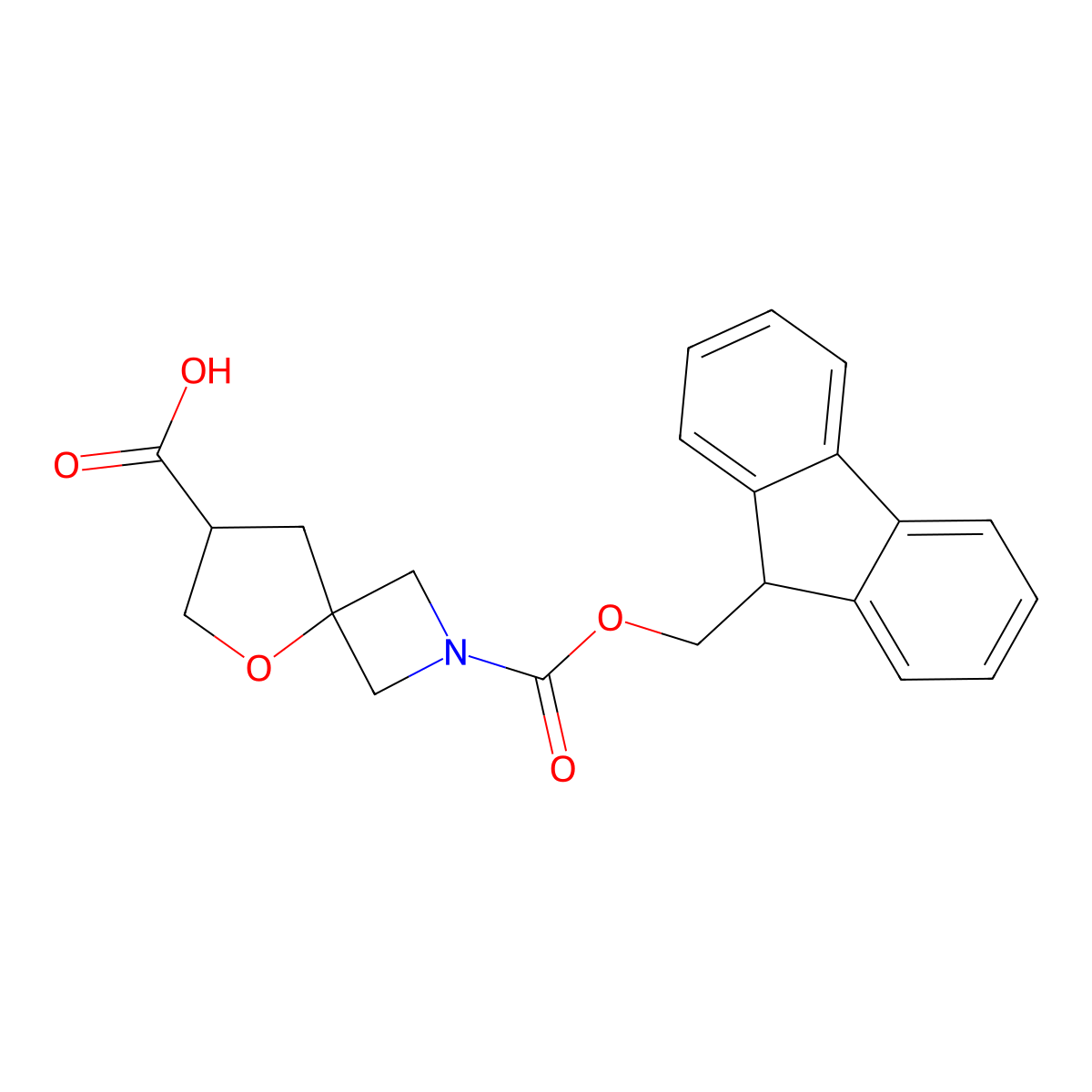 2-(((9H-fluoren-9-yl)methoxy)carbonyl)-5-oxa-2-azaspiro(3.4)octane-7-carboxylic acid molecular structure, CAS 2219378-78-4