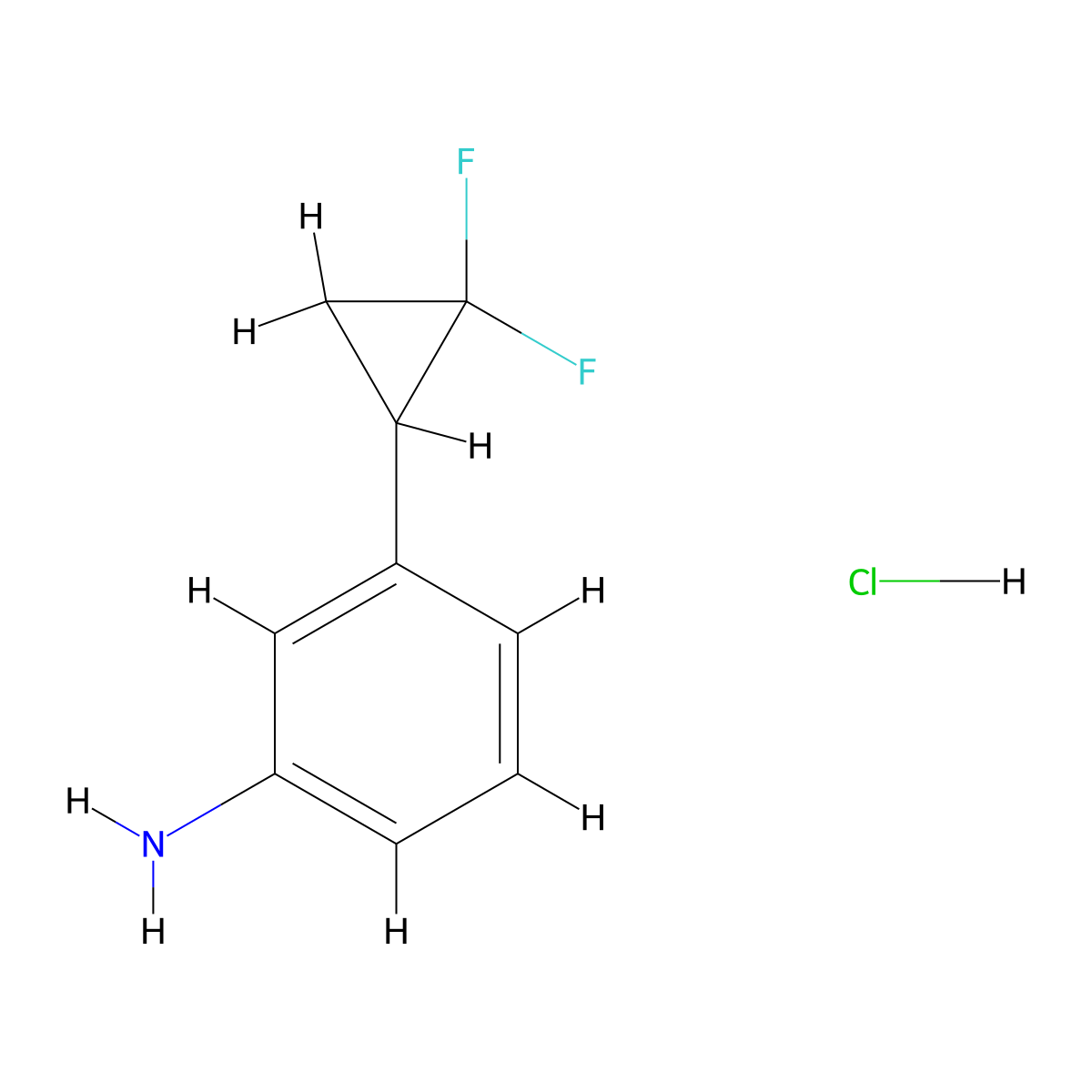 3-(2,2-Difluorocyclopropyl)aniline hydrochloride molecular structure, CAS 2219378-85-3