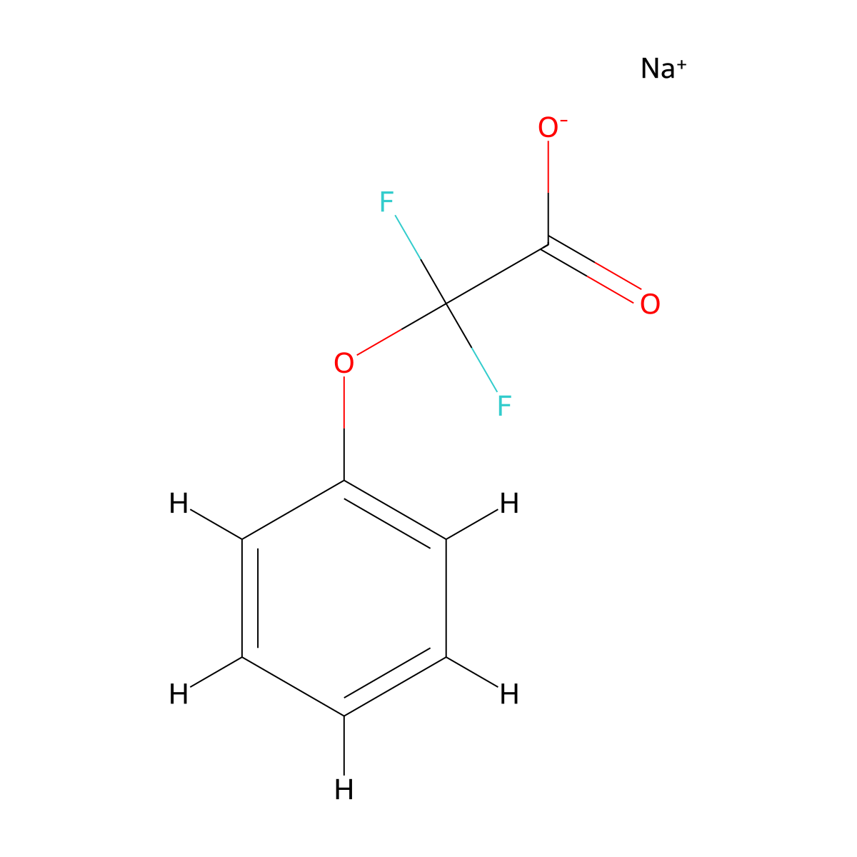 Sodium 2,2-difluoro-2-phenoxyacetate molecular structure, CAS 2219378-88-6