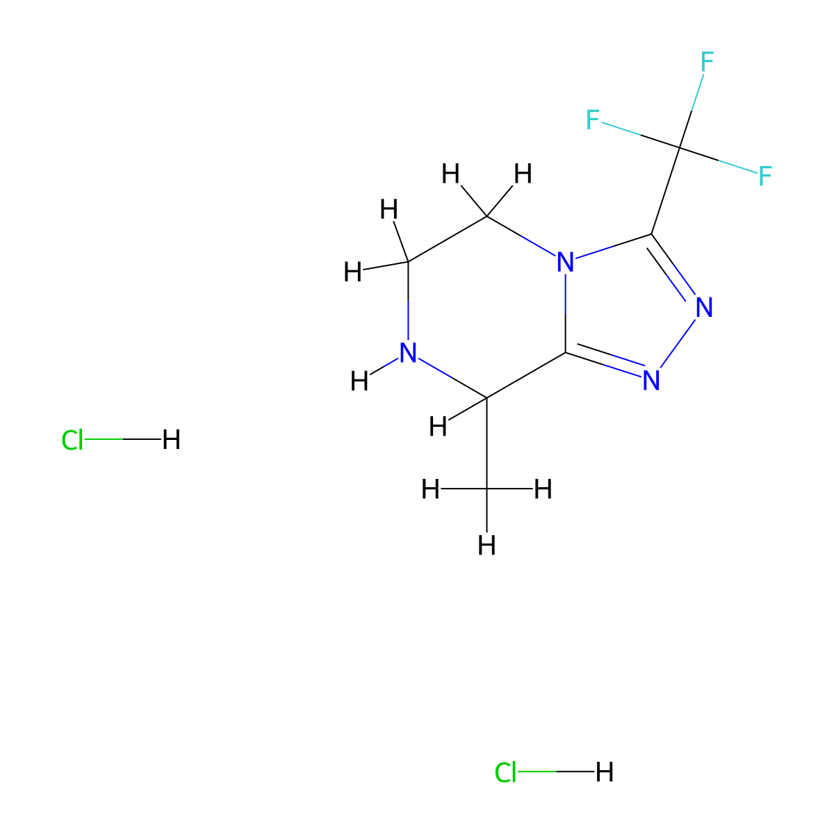 8-methyl-3-(trifluoromethyl)-5H,6H,7H,8H-[1,2,4]triazolo[4,3-a]pyrazine dihydrochloride molecular structure, CAS 2219379-09-4