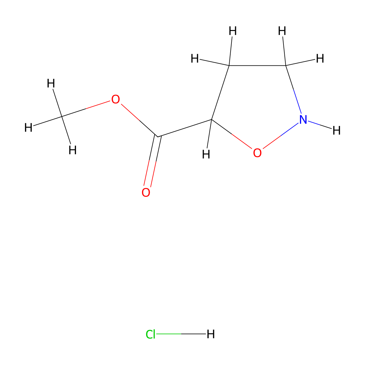 Methyl 1,2-oxazolidine-5-carboxylate hydrochloride molecular structure, CAS 2219379-31-2