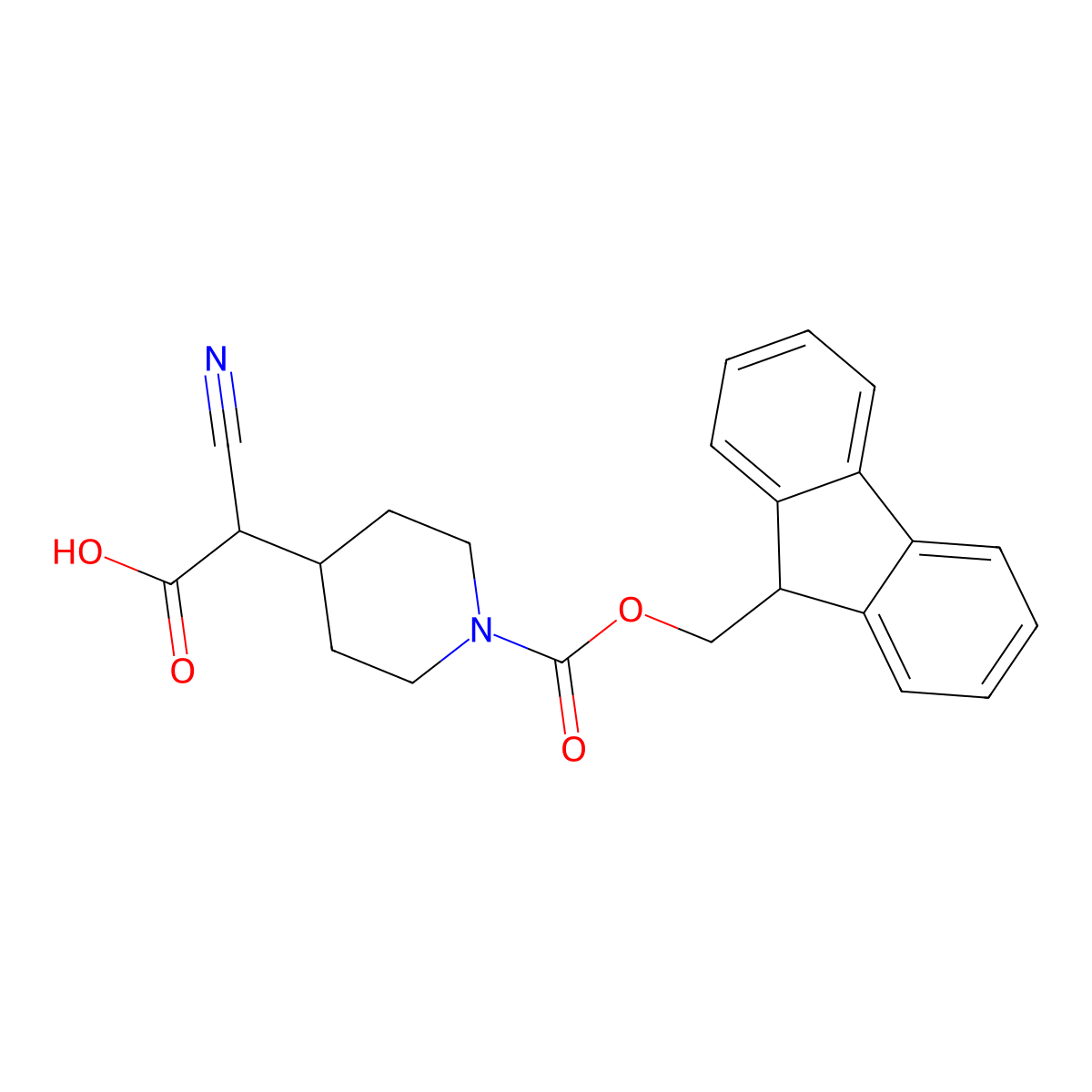 2-cyano-2-(1-{[(9H-fluoren-9-yl)methoxy]carbonyl}piperidin-4-yl)acetic acid molecular structure, CAS 2219379-39-0