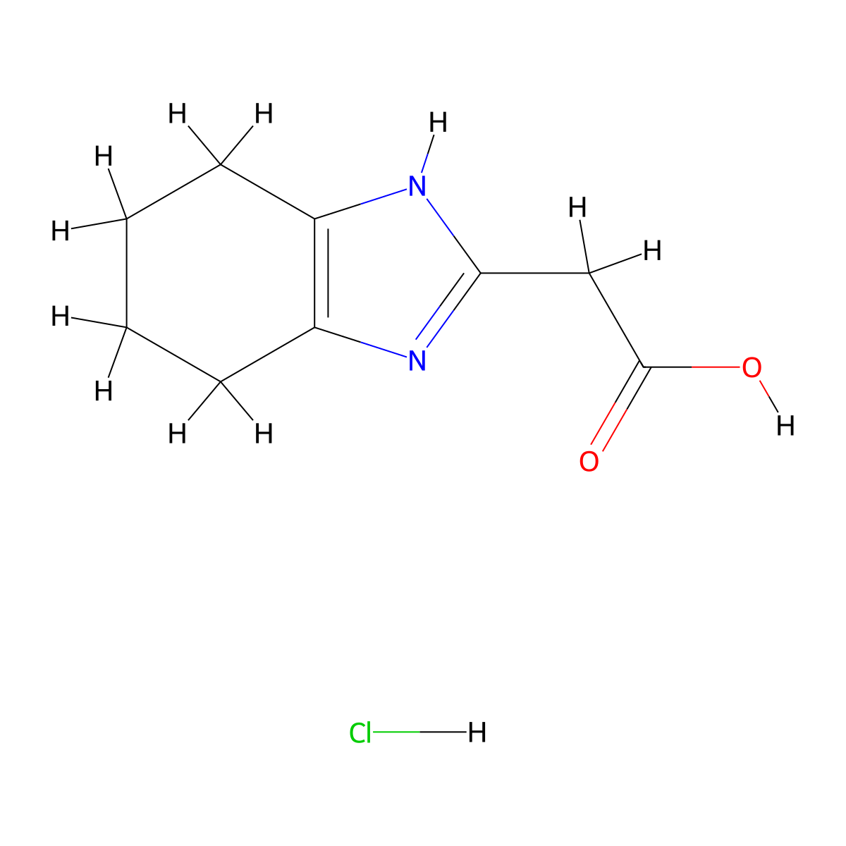 2-(4,5,6,7-tetrahydro-1H-1,3-benzodiazol-2-yl)acetic acid hydrochloride molecular structure, CAS 2219379-40-3