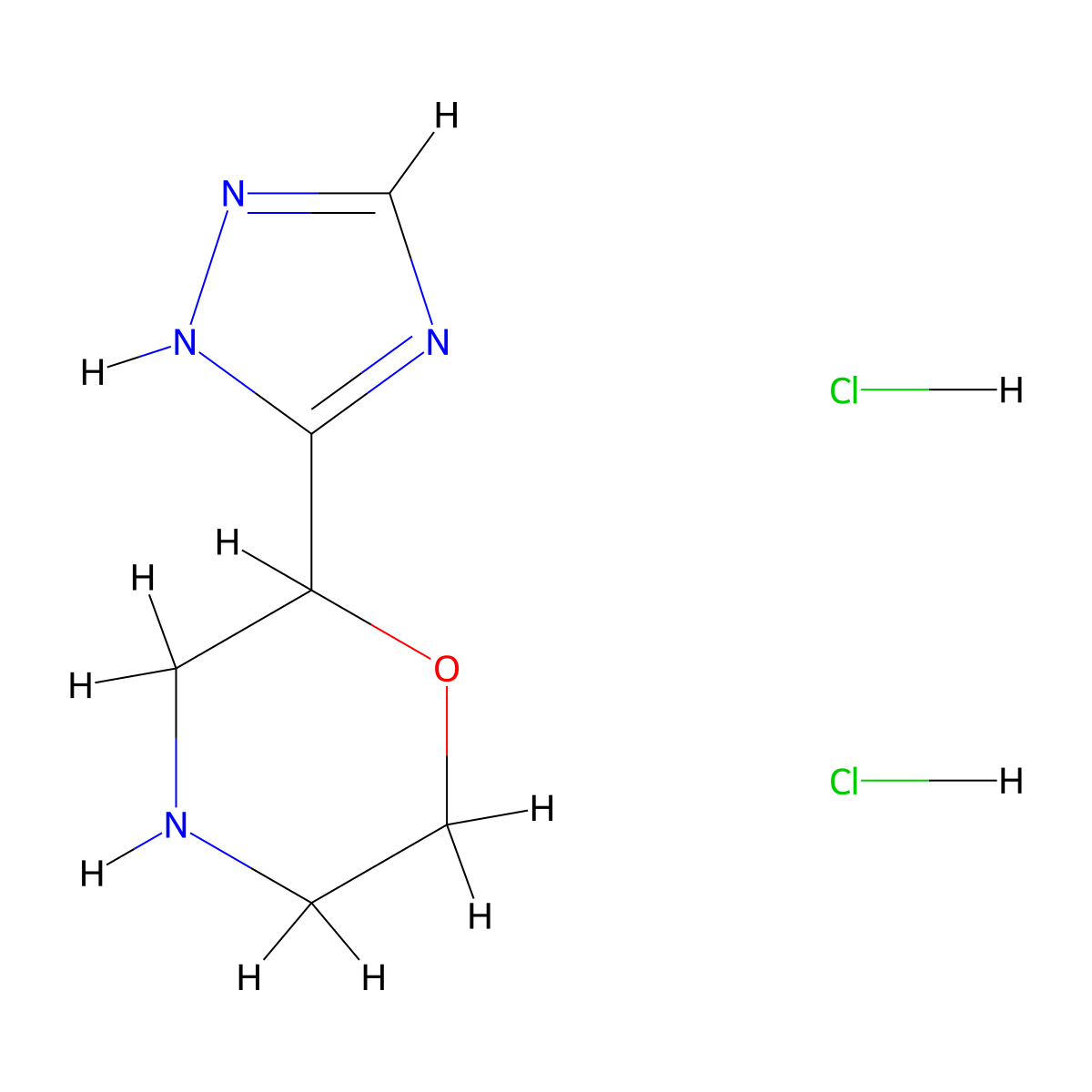 2-(1H-1,2,4-triazol-3-yl)morpholine dihydrochloride molecular structure, CAS 2219379-41-4