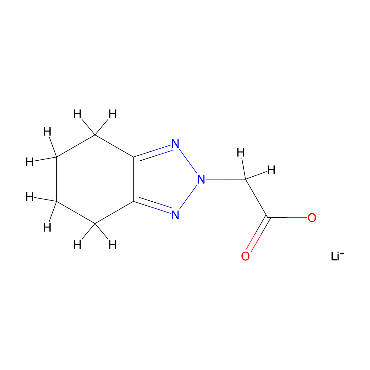 lithium(1+) ion 2-(4,5,6,7-tetrahydro-2H-1,2,3-benzotriazol-2-yl)acetate molecular structure, CAS 2219379-42-5