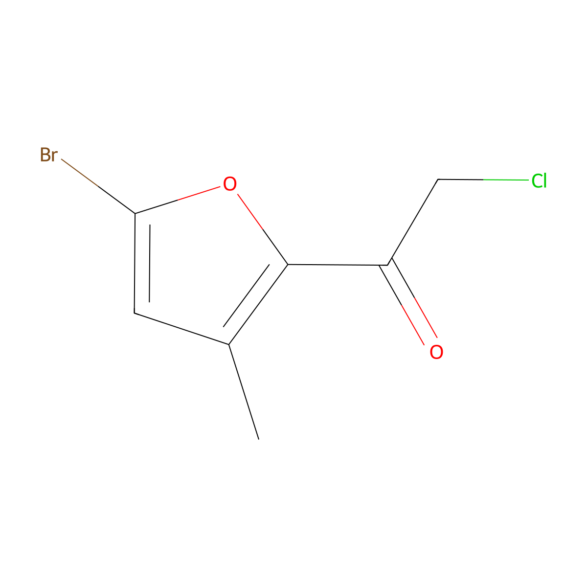 1-(5-Bromo-3-methylfuran-2-yl)-2-chloroethan-1-one molecular structure, CAS 2219379-49-2