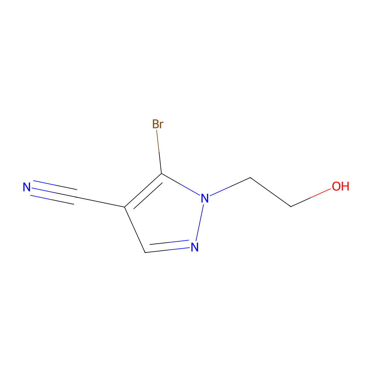 5-Bromo-1-(2-hydroxyethyl)-1H-pyrazole-4-carbonitrile molecular structure, CAS 2219379-56-1