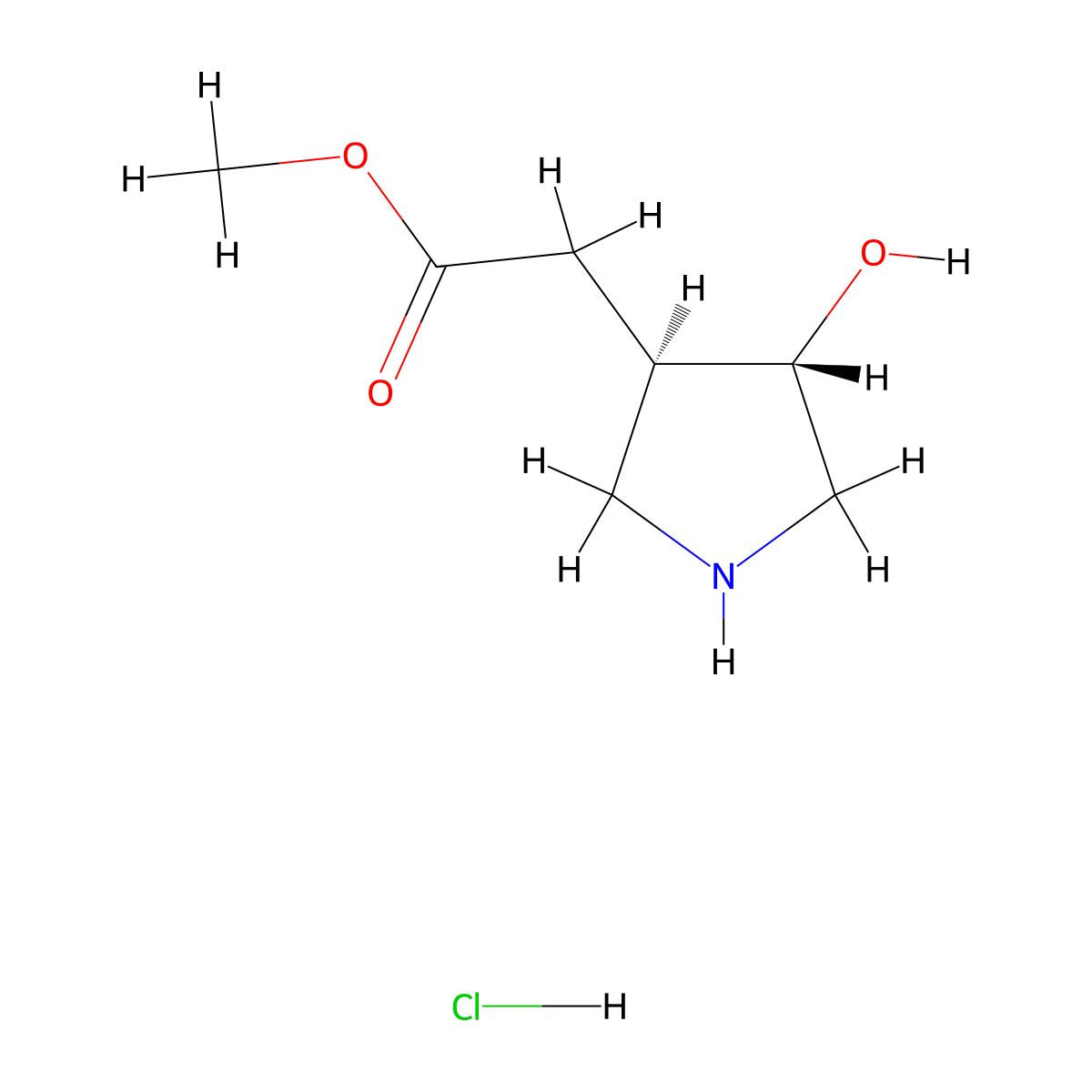 rac-methyl 2-[(3R,4S)-4-hydroxypyrrolidin-3-yl]acetate hydrochloride molecular structure, CAS 2219379-62-9
