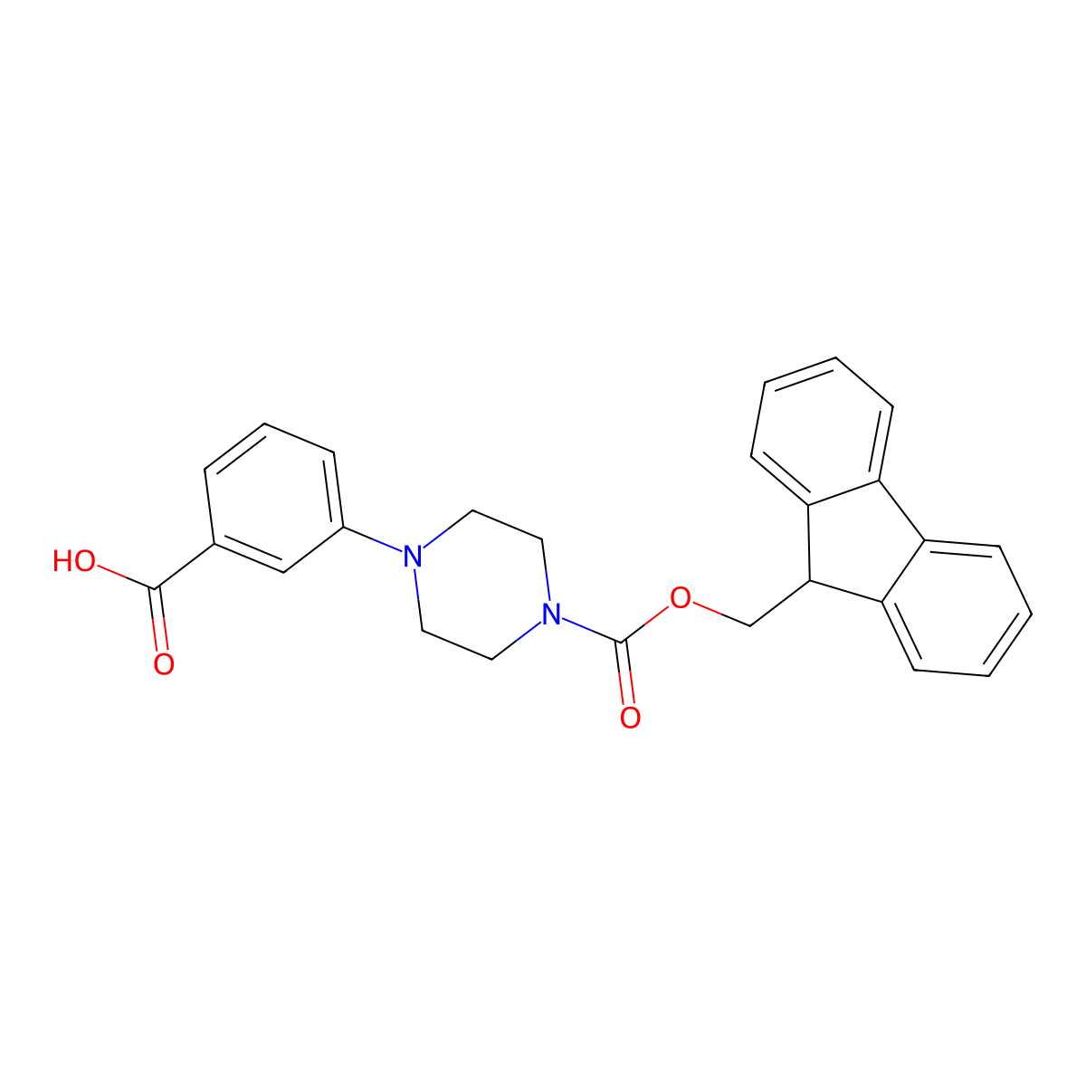 3-(4-{[(9H-fluoren-9-yl)methoxy]carbonyl}piperazin-1-yl)benzoic acid molecular structure, CAS 2219379-69-6