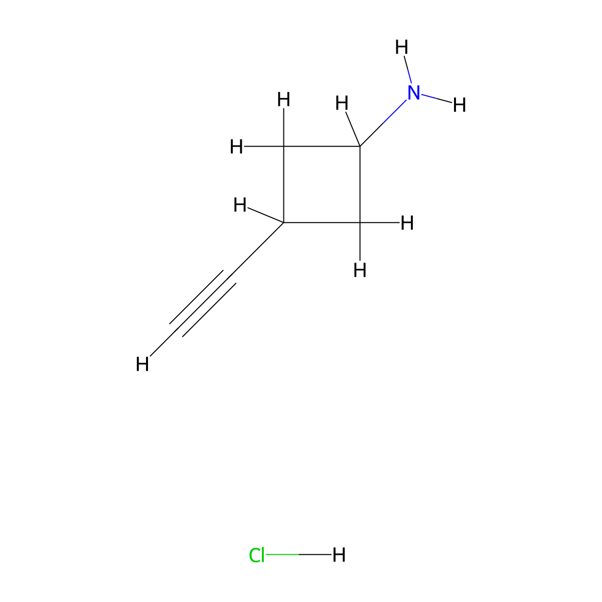 3-Ethynylcyclobutan-1-amine hydrochloride molecular structure, CAS 2219379-71-0