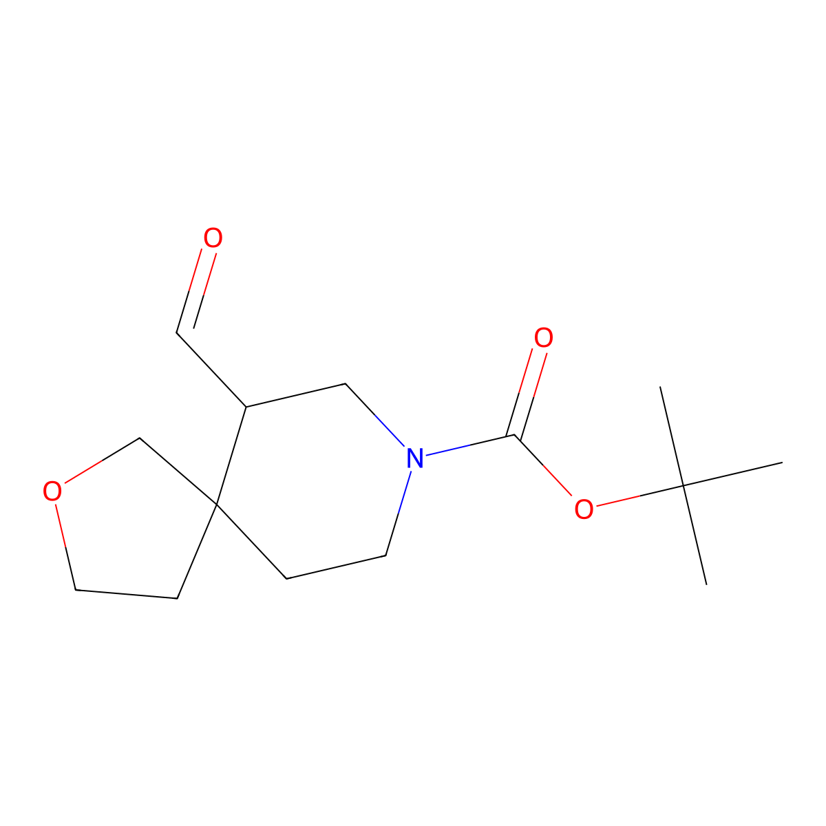 Tert-butyl 6-formyl-2-oxa-8-azaspiro[4.5]decane-8-carboxylate molecular structure, CAS 2219379-72-1