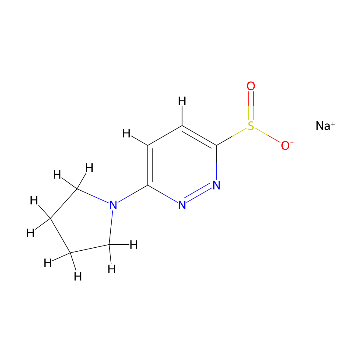 Sodium 6-(pyrrolidin-1-yl)pyridazine-3-sulfinate molecular structure, CAS 2219379-82-3