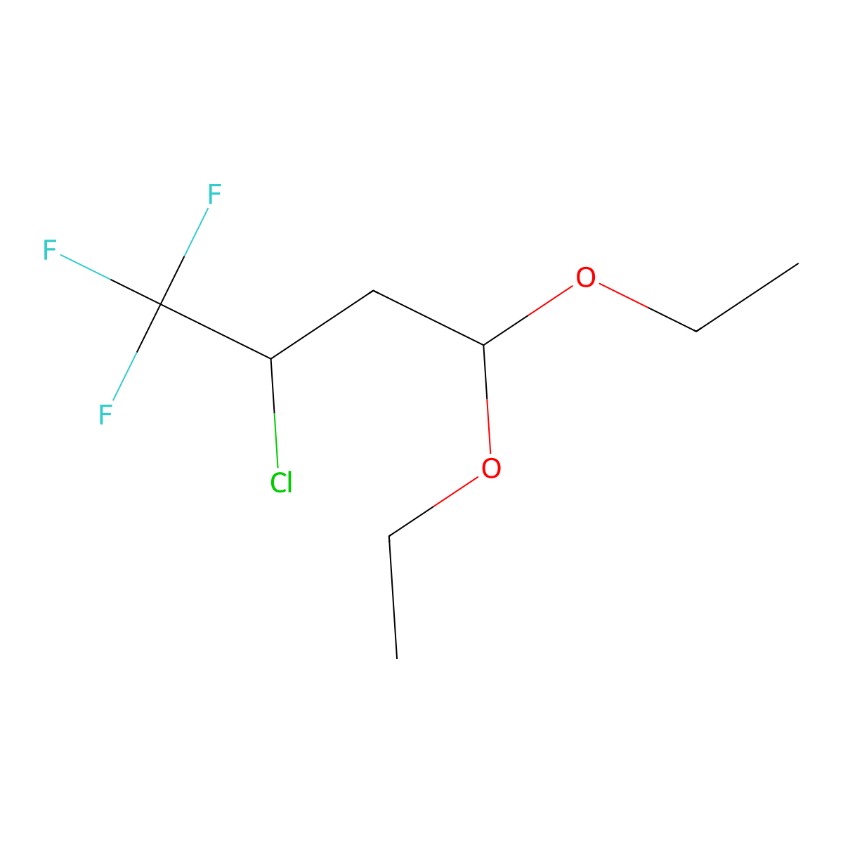 2-Chloro-4,4-diethoxy-1,1,1-trifluorobutane molecular structure, CAS 2219379-83-4