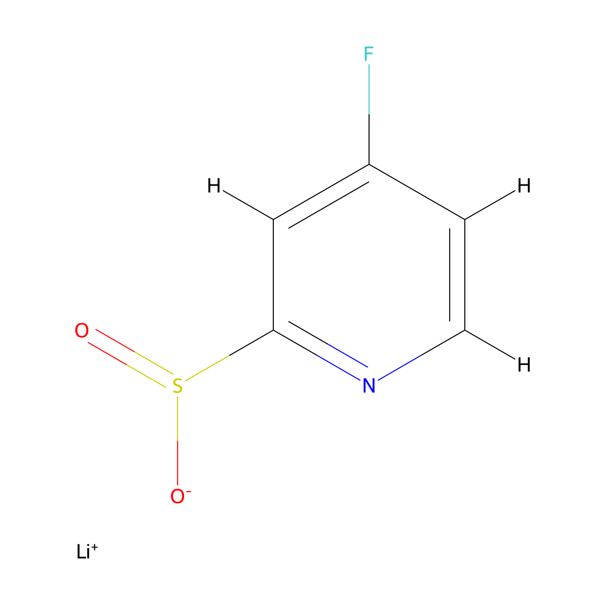 Lithium(1+) ion 4-fluoropyridine-2-sulfinate molecular structure, CAS 2219379-86-7