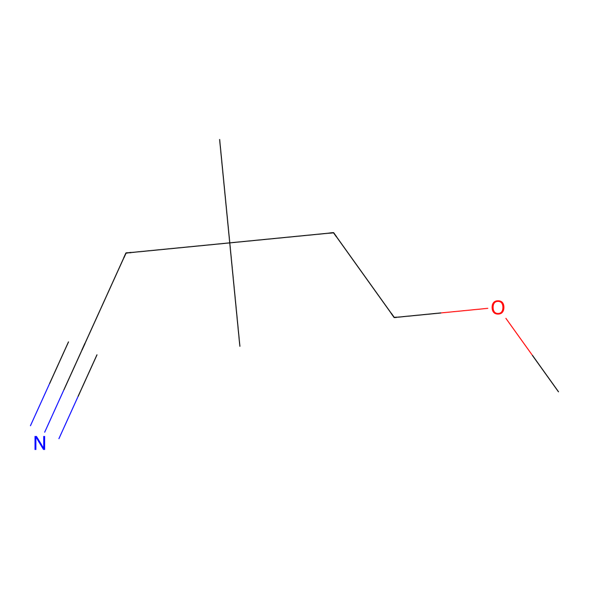 5-Methoxy-3,3-dimethylpentanenitrile molecular structure, CAS 2219379-91-4