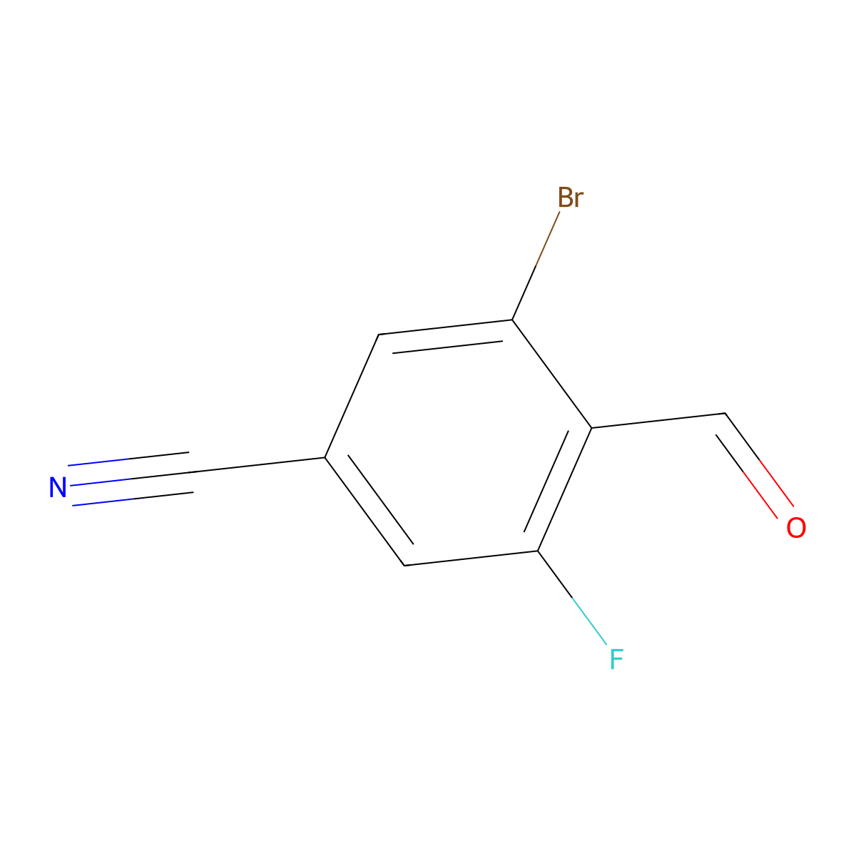 3-Bromo-5-fluoro-4-formylbenzonitrile molecular structure, CAS 2219379-93-6