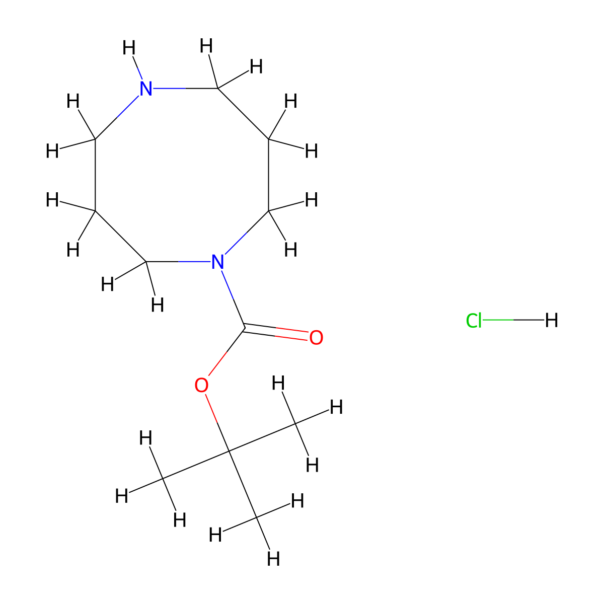 Tert-butyl 1,5-diazocane-1-carboxylate hydrochloride molecular structure, CAS 2219379-96-9