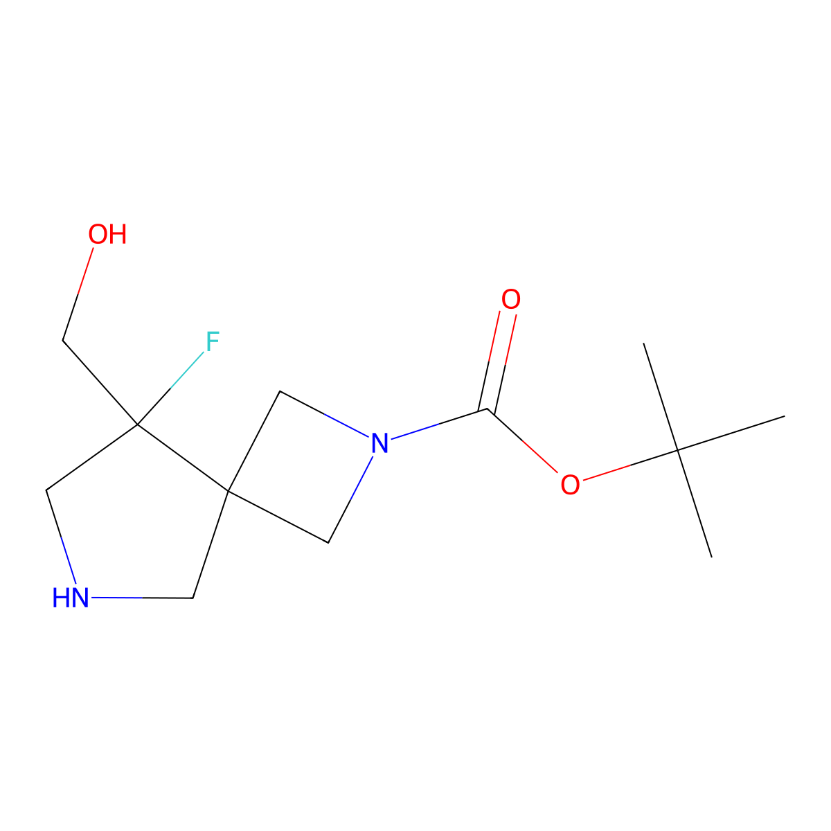 tert-Butyl 8-fluoro-8-(hydroxymethyl)-2,6-diazaspiro[3.4]octane-2-carboxylate molecular structure, CAS 2219379-98-1