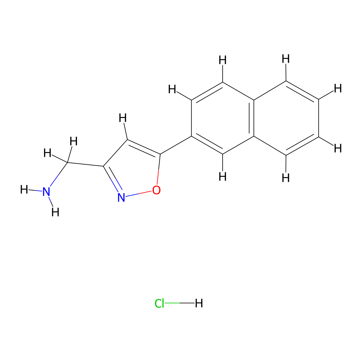 (5-(Naphthalen-2-yl)-1,2-oxazol-3-yl)methanamine hydrochloride molecular structure, CAS 2219380-00-2