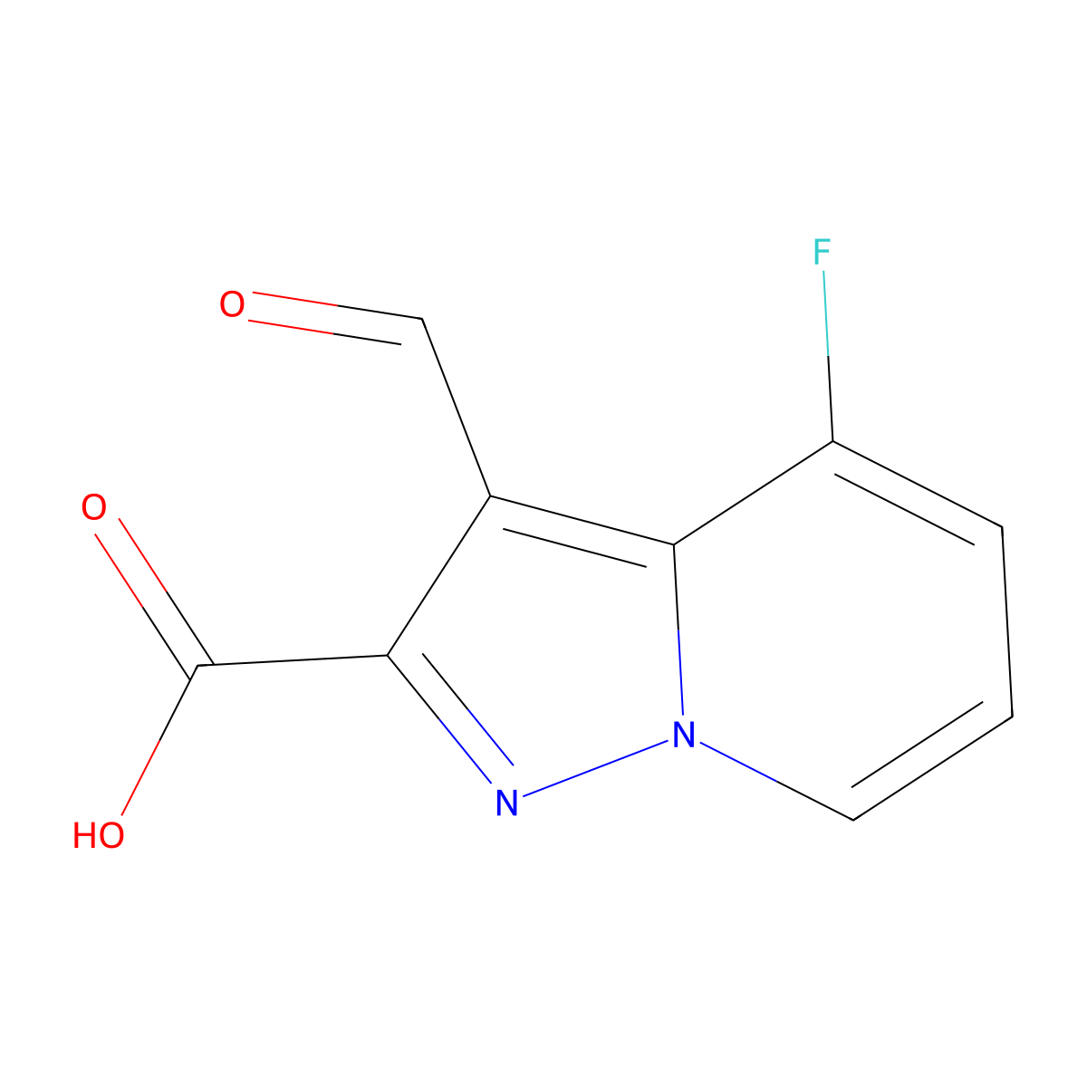 4-Fluoro-3-formylpyrazolo[1,5-a]pyridine-2-carboxylic acid molecular structure, CAS 2219380-03-5