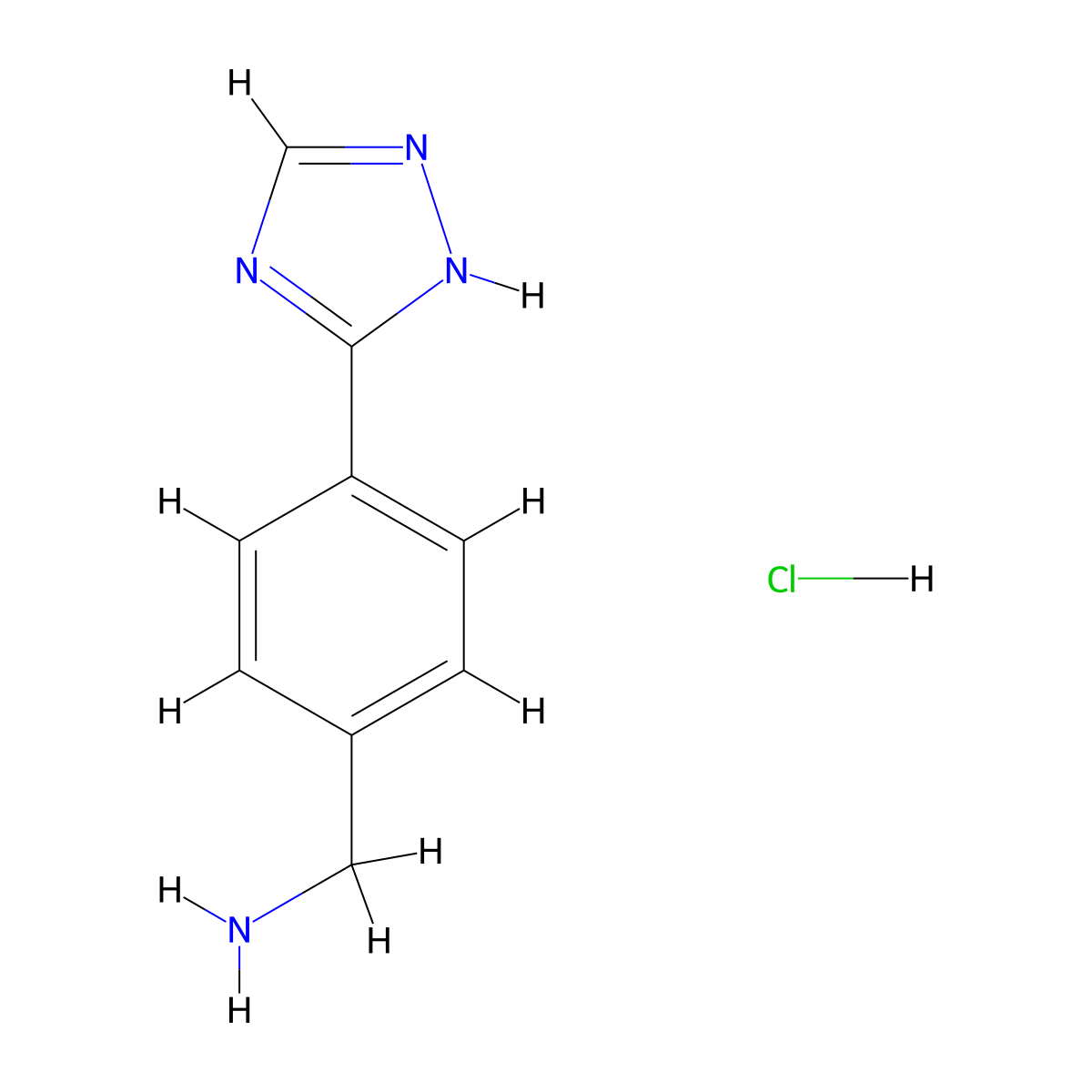 [4-(1H-1,2,4-triazol-3-yl)phenyl]methanamine hydrochloride molecular structure, CAS 2219380-05-7