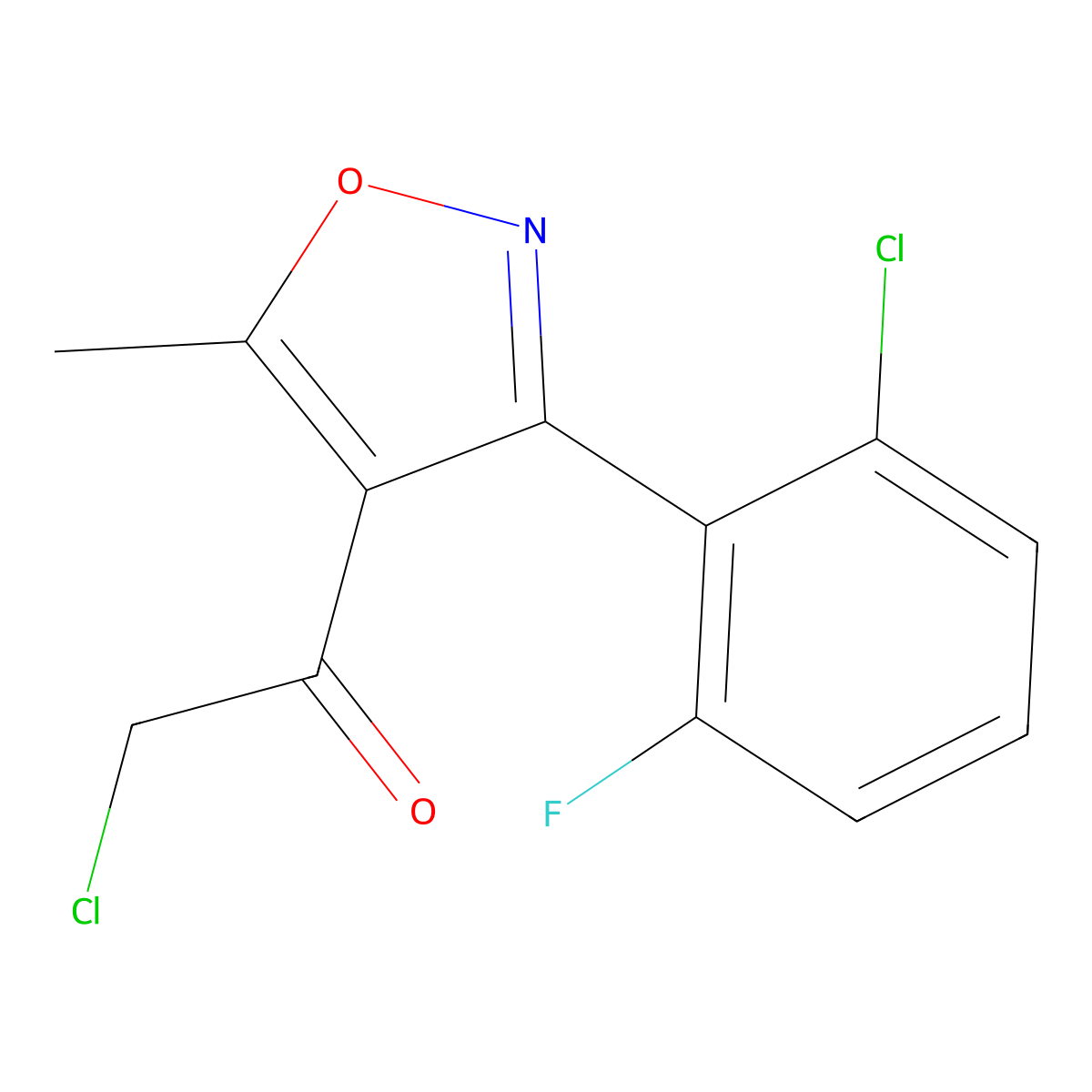 2-Chloro-1-(3-(2-chloro-6-fluorophenyl)-5-methyl-1,2-oxazol-4-yl)ethan-1-one molecular structure, CAS 2219380-09-1