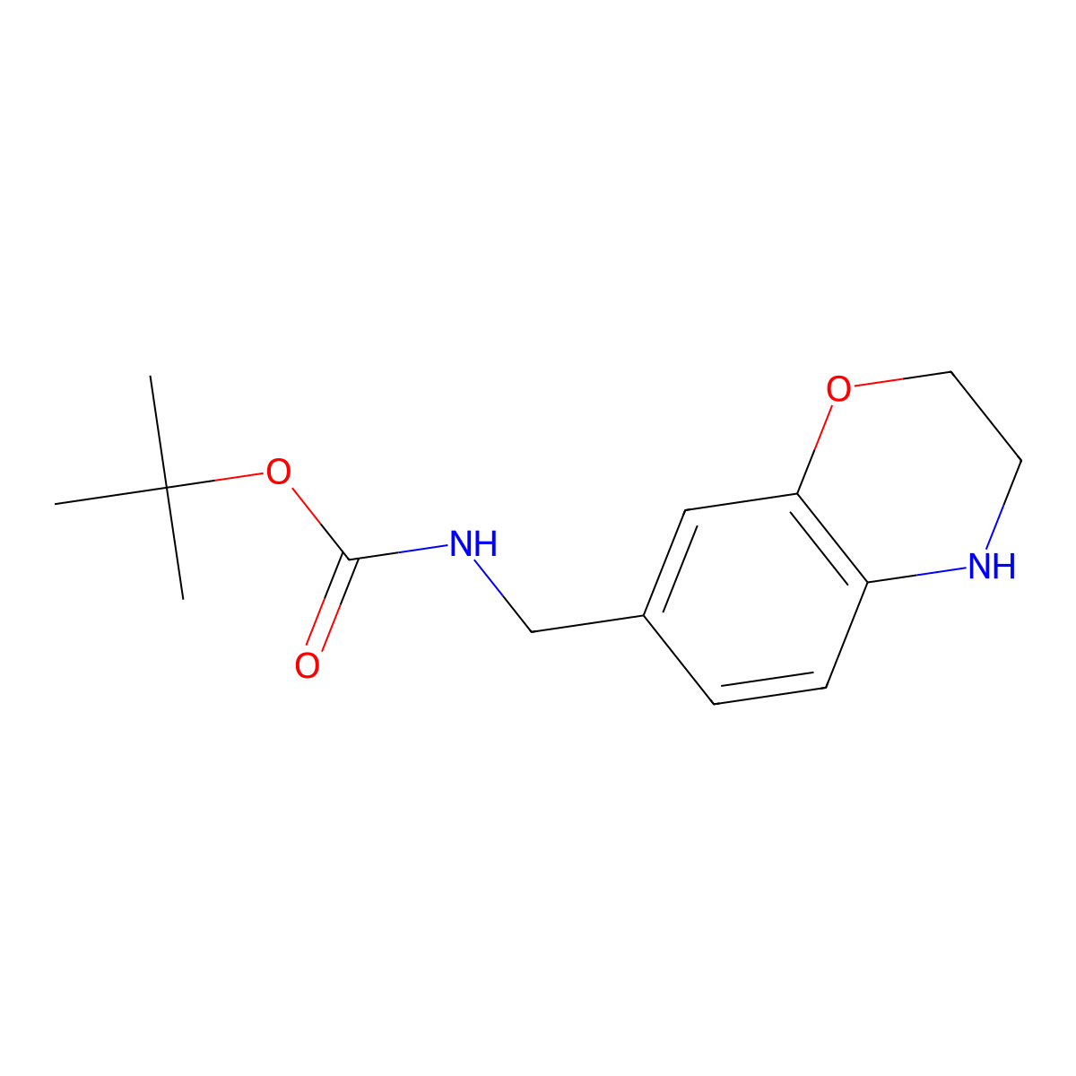 tert-butyl N-[(3,4-dihydro-2H-1,4-benzoxazin-7-yl)methyl]carbamate molecular structure, CAS 2219380-10-4