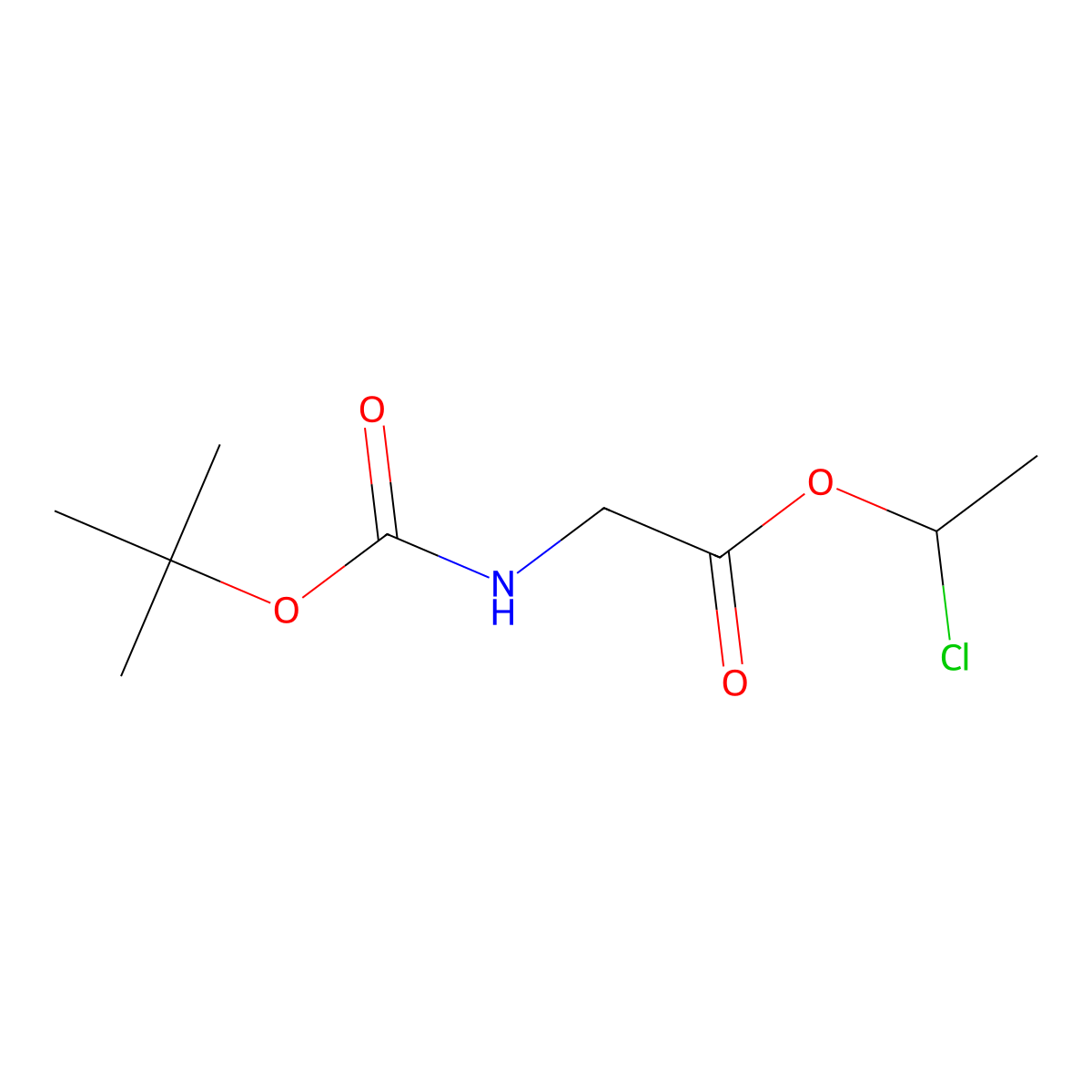 1-Chloroethyl 2-(((tert-butoxy)carbonyl)amino)acetate molecular structure, CAS 2219380-13-7