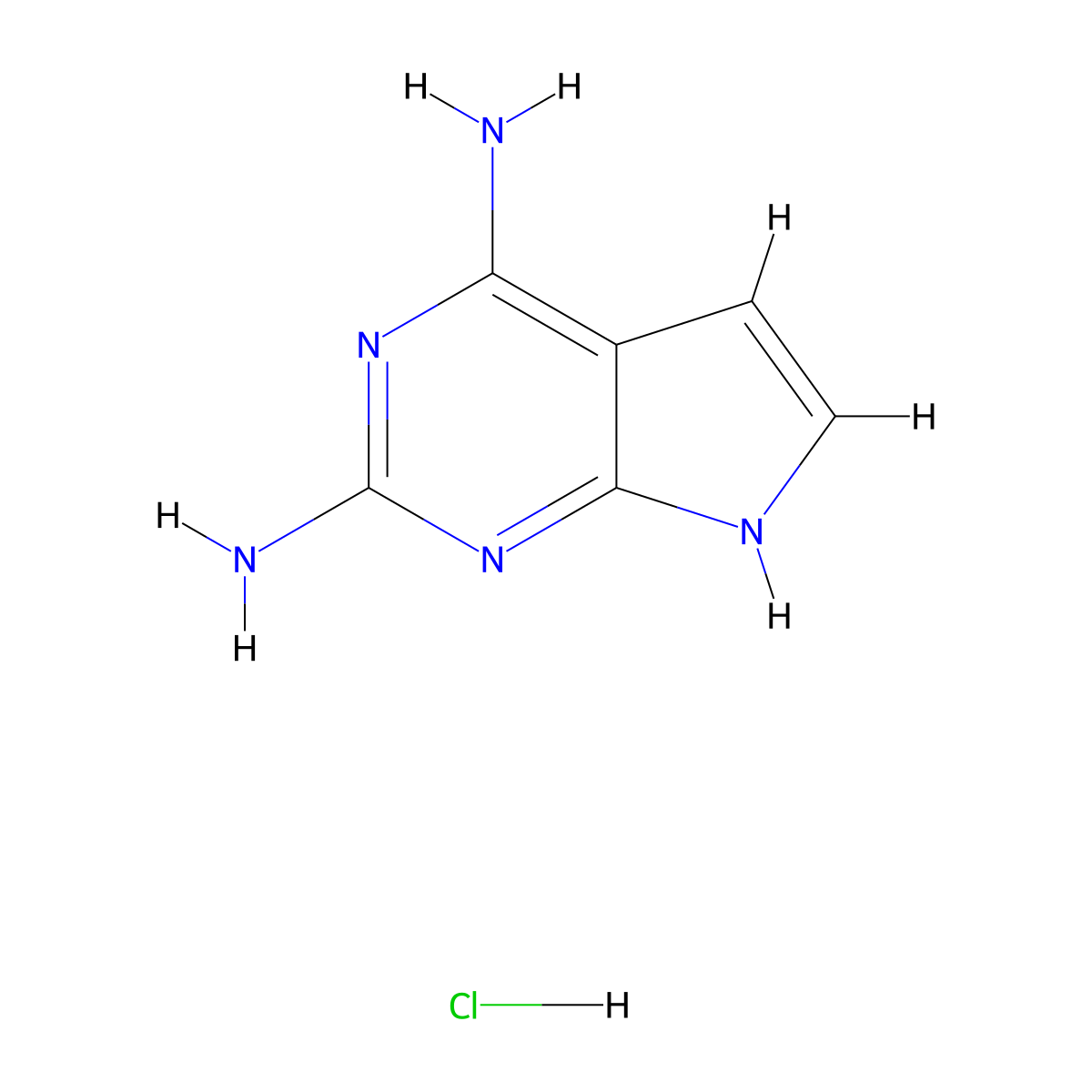 7H-pyrrolo[2,3-d]pyrimidine-2,4-diamine hydrochloride molecular structure, CAS 2219380-27-3