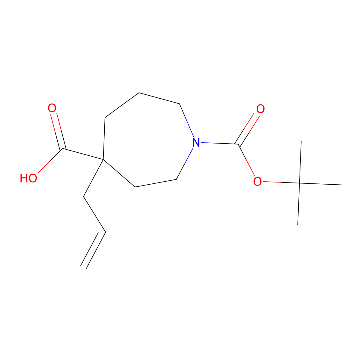 1-[(Tert-butoxy)carbonyl]-4-(prop-2-en-1-yl)azepane-4-carboxylic acid molecular structure, CAS 2219380-29-5