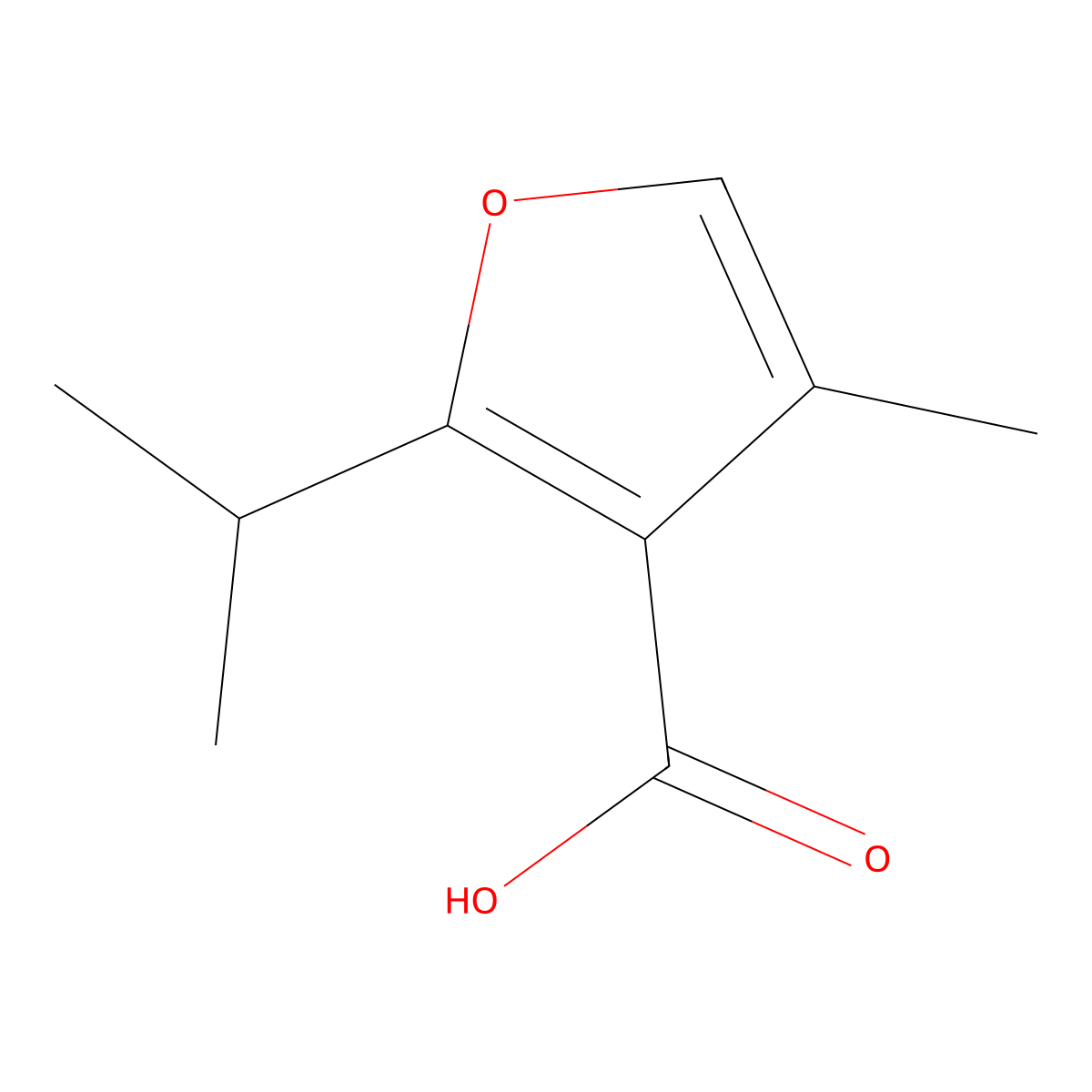 4-Methyl-2-(propan-2-yl)furan-3-carboxylic acid molecular structure, CAS 2219380-39-7