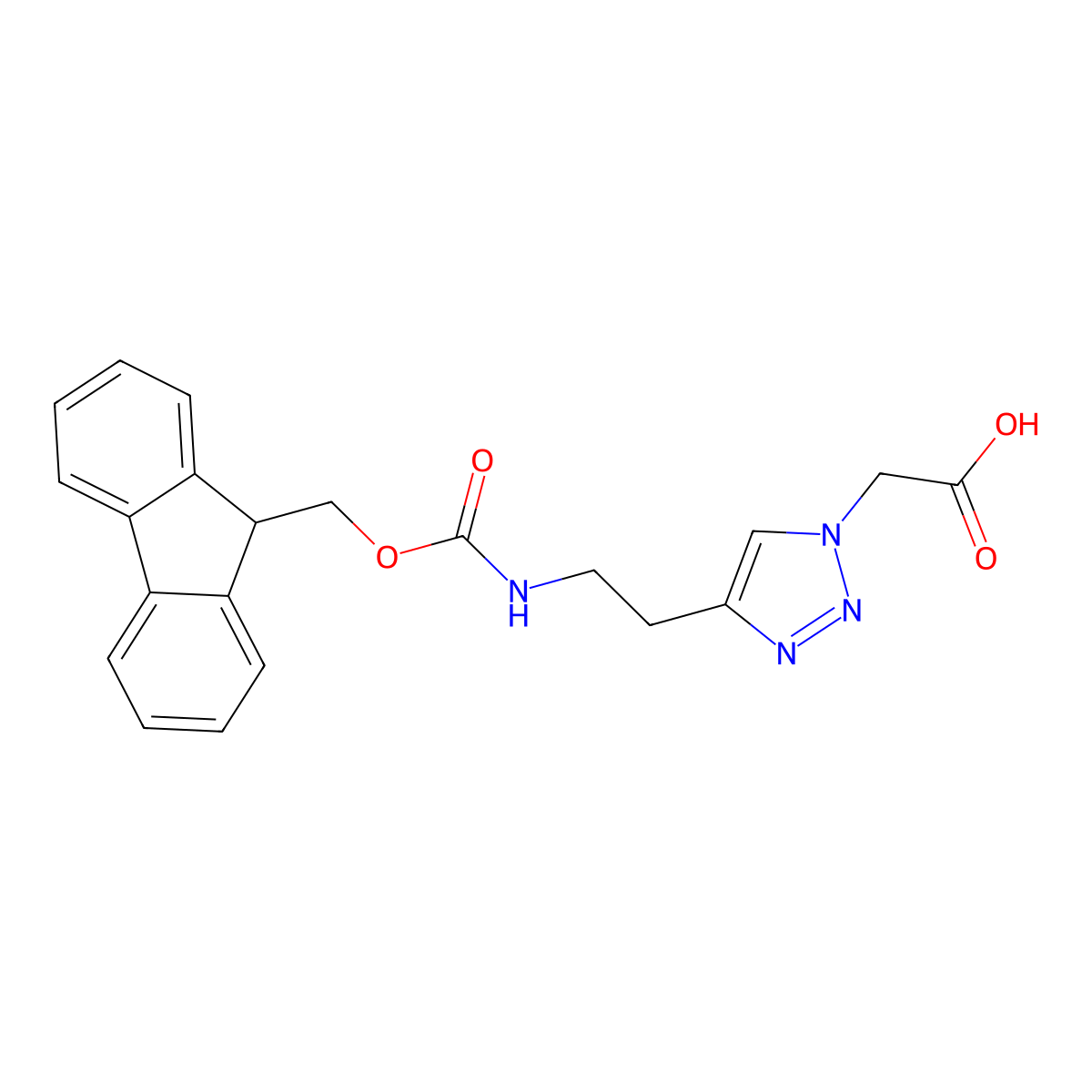 2-{4-[2-({[(9H-fluoren-9-yl)methoxy]carbonyl}amino)ethyl]-1H-1,2,3-triazol-1-yl}acetic acid molecular structure, CAS 2219407-39-1