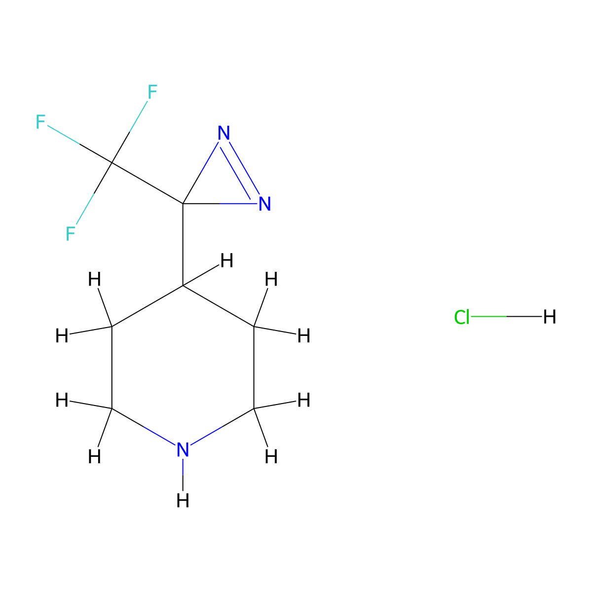 4-(3-(trifluoromethyl)-3H-diazirin-3-yl)piperidine hydrochloride molecular structure, CAS 2219407-49-3