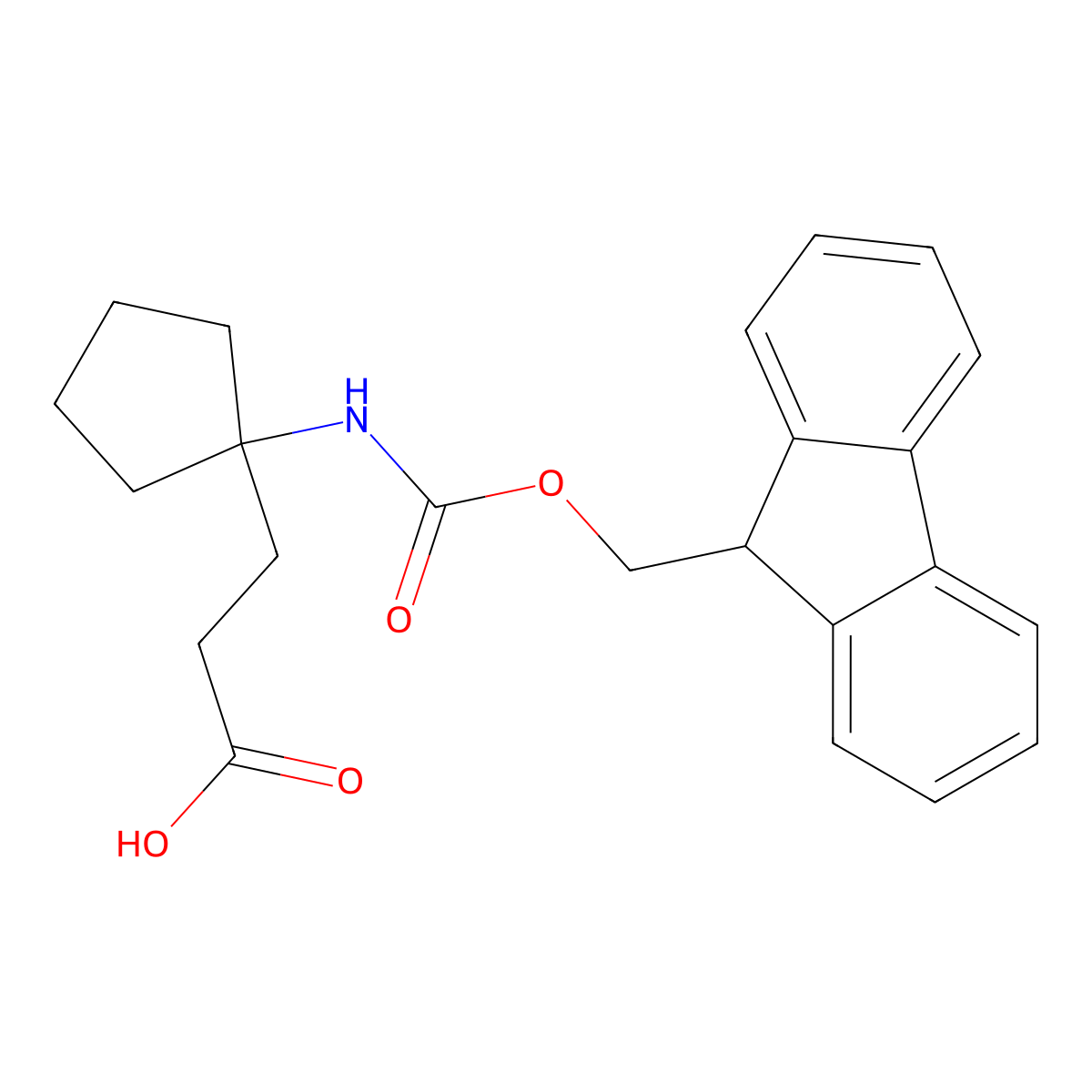 3-[1-({[(9H-fluoren-9-yl)methoxy]carbonyl}amino)cyclopentyl]propanoic acid molecular structure, CAS 2219407-52-8